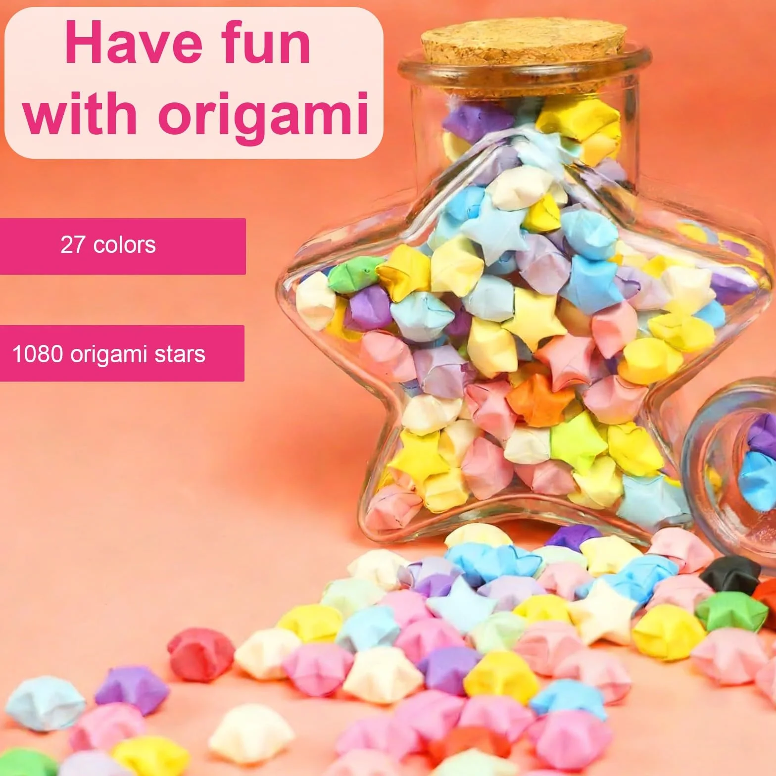 1080 Pezzi Stelle di Carta Origami Colori Vivaci Strisce di Carta Stelle Artigianali Fronte-retro per Progetti di Artigianato Artistico Fai-da-te Bambini Adulti ideale per progetti scolastici