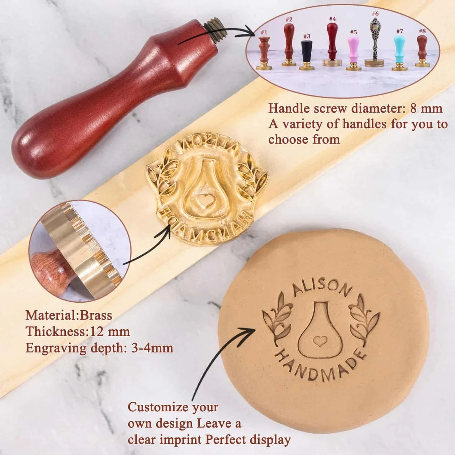 Timbro per Sapone Personalizzato, Timbro Personalizzato per Argilla, Timbri per Sapone Personalizzati con Logo/Nome, Regalo per Artisti di Ceramica e Amanti del Fai-da-Te, Amante dell'Arte del Sapone