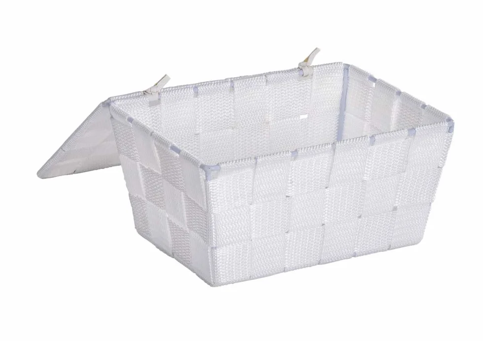 Wenko Cestino con coperchio Adria bianco per bagno 2.164 l Polipropilene 19 x 10 x 14 cm