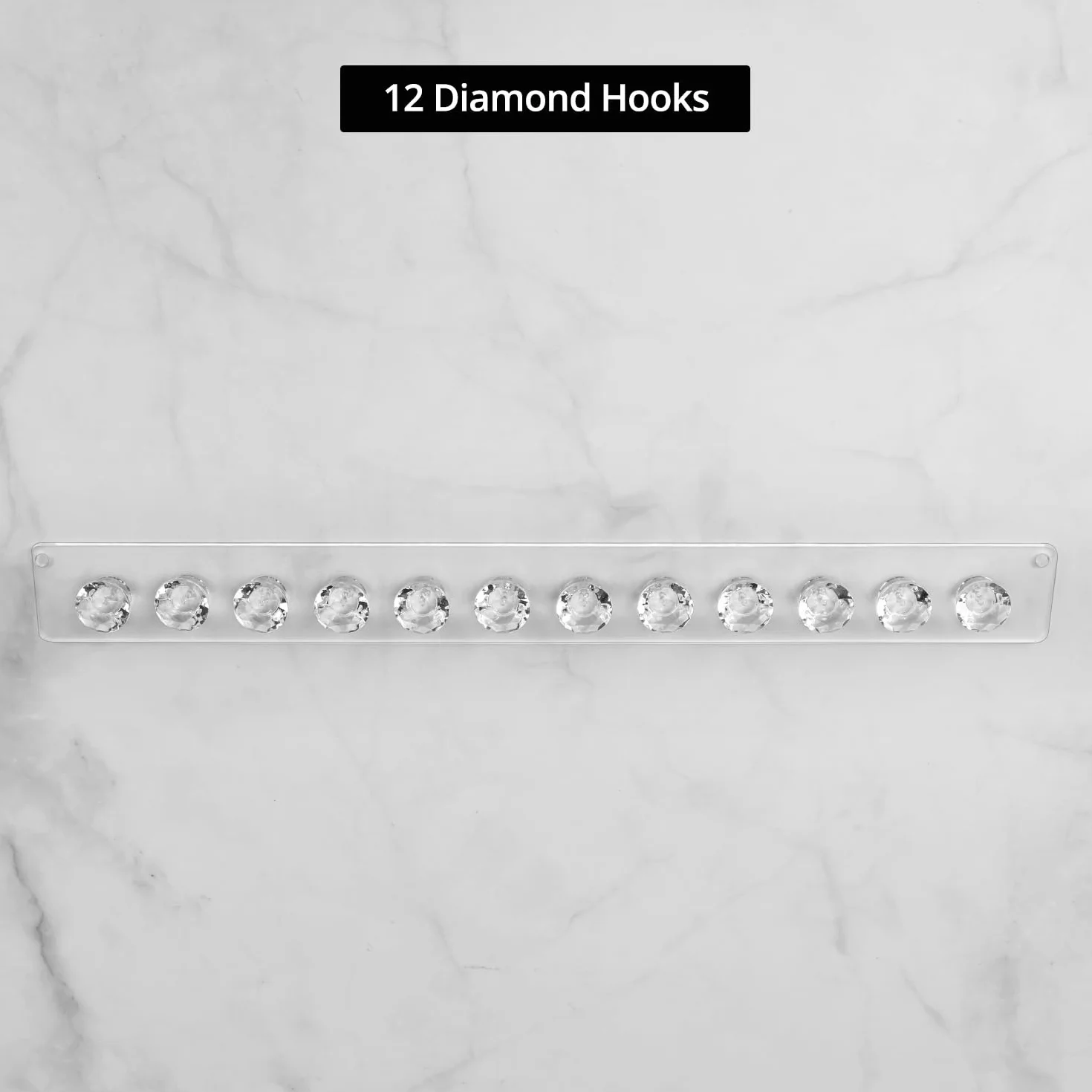 QWORK Confezione da 4 grucce per collane in acrilico con 12 ganci a forma di diamante, organizer per gioielli da parete trasparente