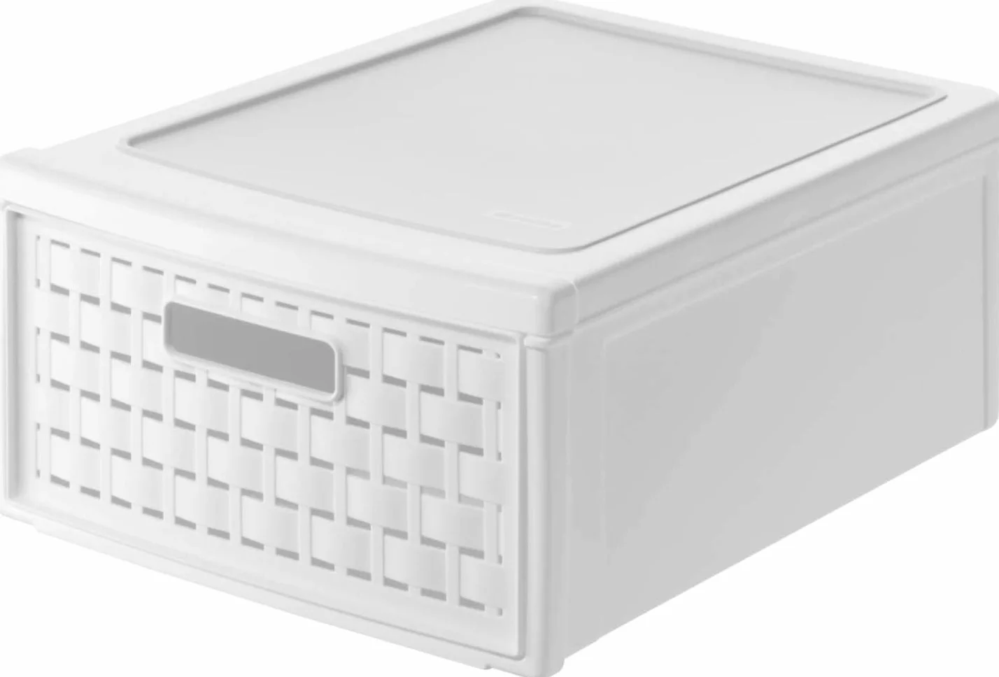 Rotho Country Cassettiera 8.3 l con 1 cassetto in rattan, Plastica PP senza BPA, Bianco, Piccolo, 8.3l, 35.0 x 26.0 x 14.5 cm