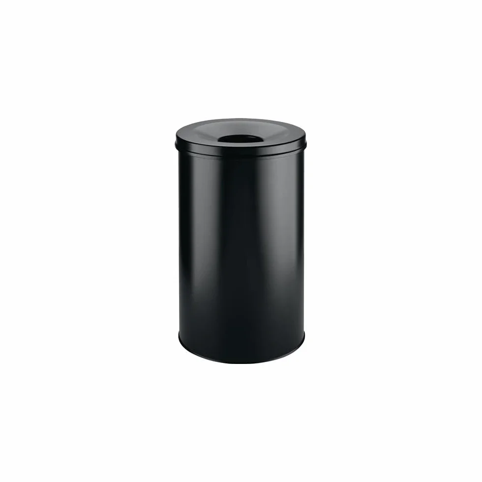 Durable 330701 - Cestino autoestinguente Safe 60, in Acciaio Verniciato, Certificato TÜV, capacità 60 Litri, 662x375, Nero