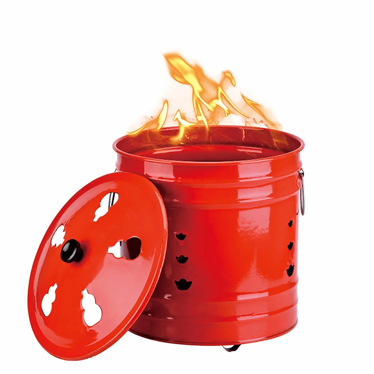 Acciaio Inossidabile Burn Barrel Metal Garden Can Fire Cage Inceneritore Yard Detriti Brucia inceneritore Bidone for Carta straccia Giardino Foglia Rosso (Size : 26cmx26cm)