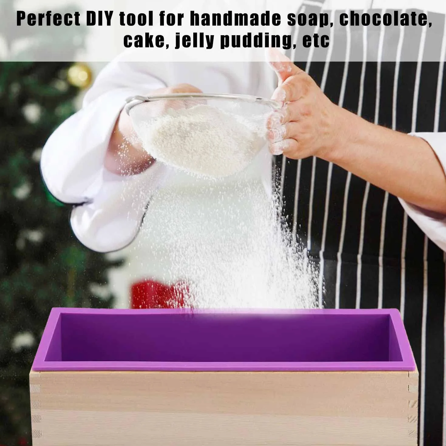 Stampo per Saponette, Stampi per Sapone Fai da Te, Legna Stampo Silicone Rettangolare, 1200ML Stampi per Sapone, Stampo Silicone Sapone Adatto per Fare Torte Pane Caramelle Cioccolatini Budini