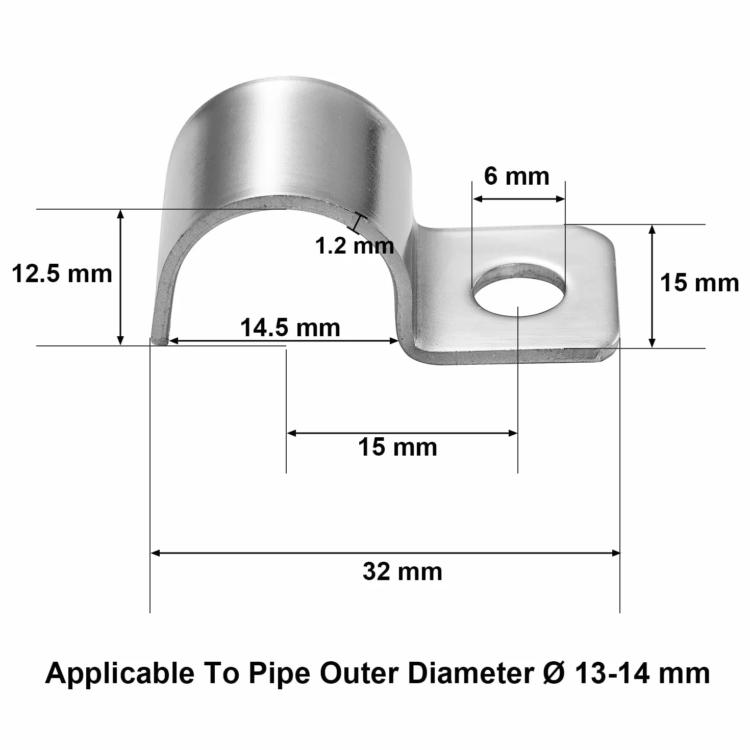 Ø 14 mm Fermacavo Unico Foro Morsetti, 20 Pezzi U Clip per Cavi in Acciaio Inossidabile 304, Morsetti per Tubi, Per Installazione di Cavi Interni ed Esterni