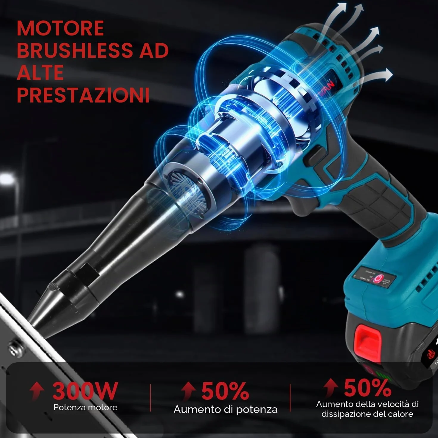 ONEVAN Pinza per rivetti a batteria, 20000N, corsa 20mm, senza spazzole, automatica, 2 batterie, 4 guide