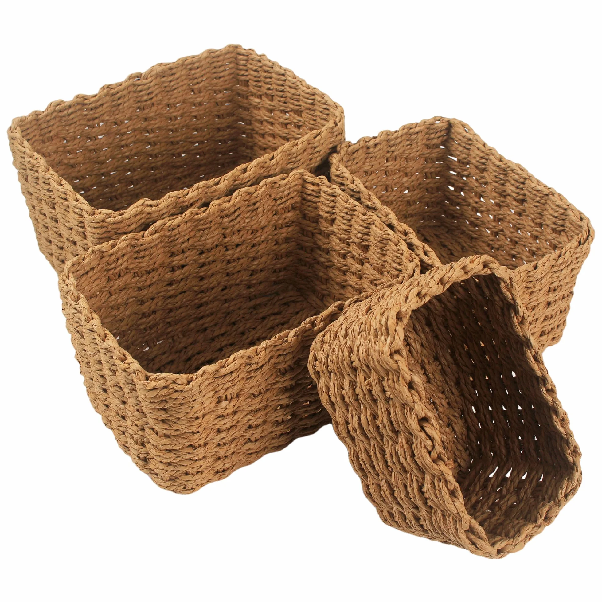 Cestini Portaoggetti in Vimini Naturale Set di 4 per Bagno Armadio Cucina