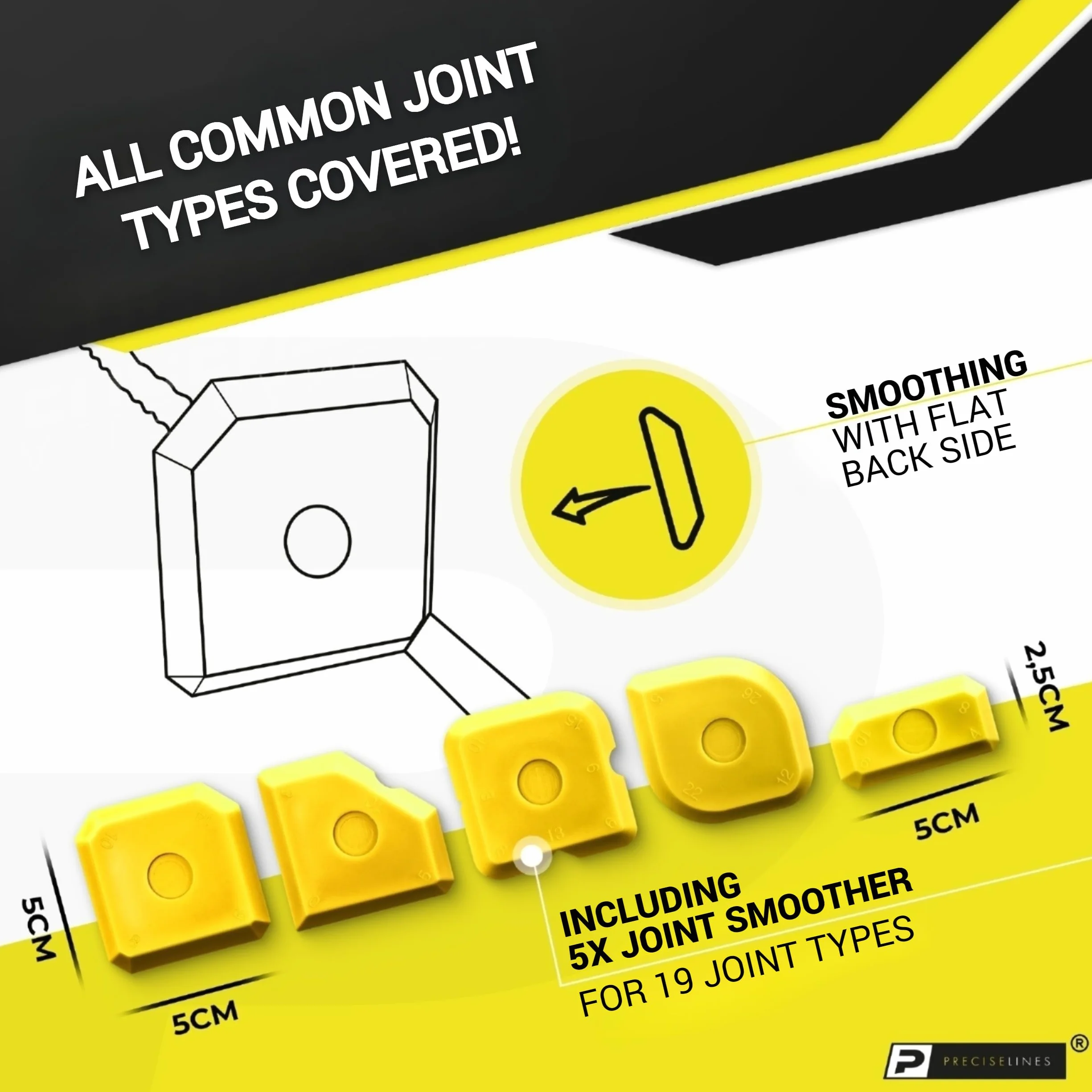 Set di utensili per la rimozione e il rinnovamento di giunti in silicone PRECISE LINES (11 pezzi) | Strumento per la rimozione di giunti in silicone con levigatore per giunti in silicone, estrattore