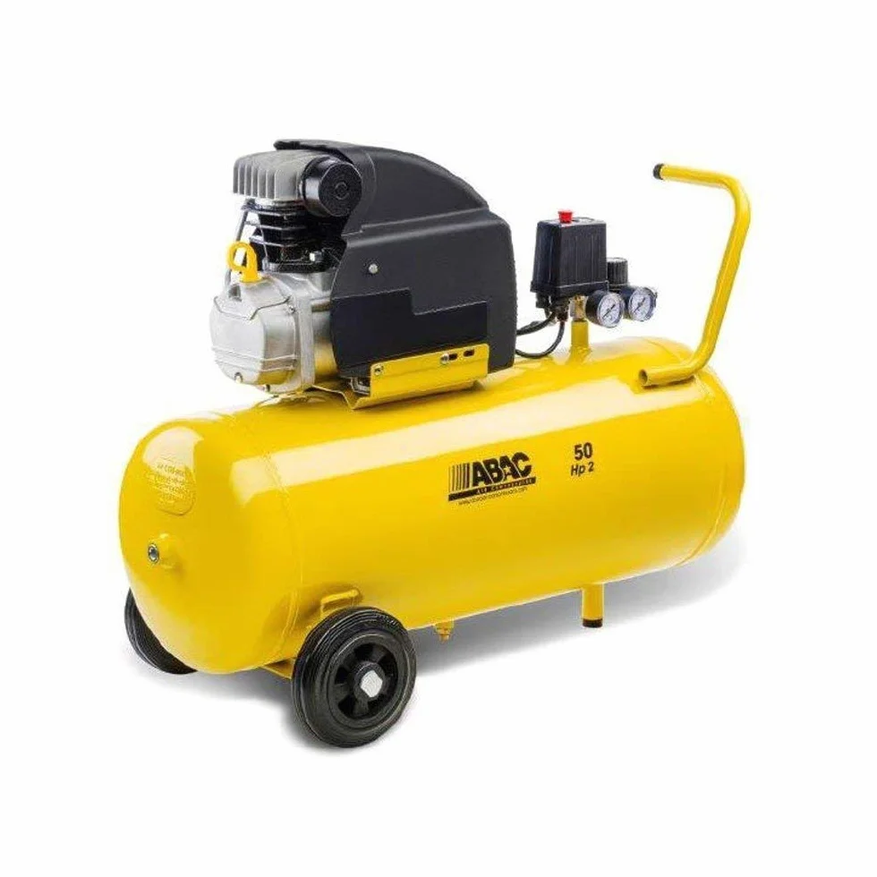ABAC Compressore d'Aria MONTECARLO B20 BASELINE, Compressore Aria 50 Litri, Doppio Manometro, Pressione Massima 8 Bar, Lubrificato ad olio, Ruote per Trasporto, Potenza 2 CV