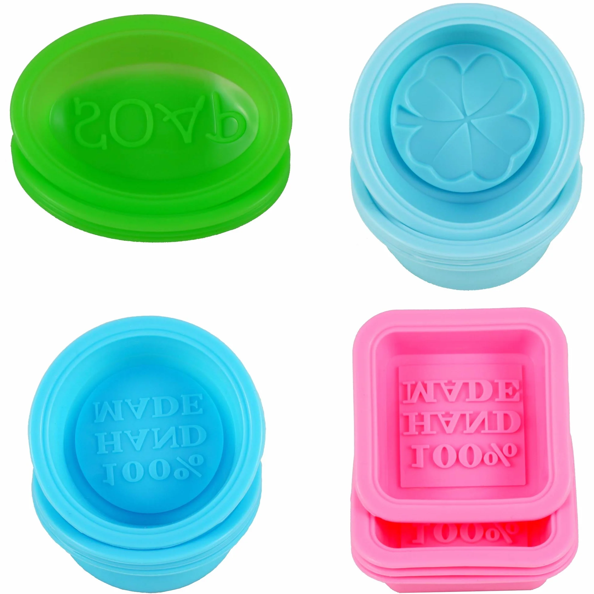 Seifenprofis - Stampo in silicone (16 pezzi) Stampo per sapone Quadrato Ovale Rotondo Fatto a mano - Stampo per sapone fai da te per bombe da bagno