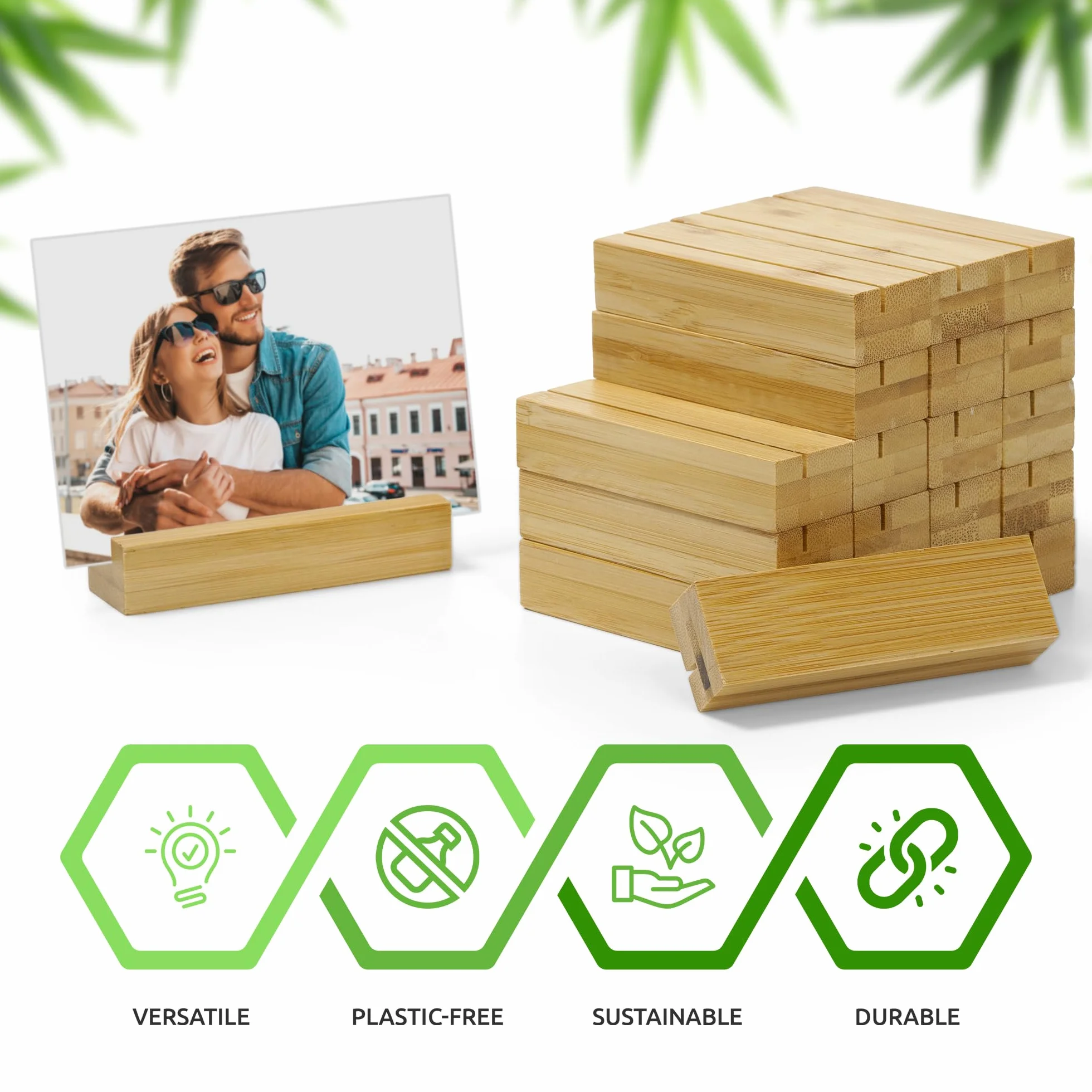 ECENCE 20 Pezzi Segnaposto Legno, Porta Carte Legno, Porta numeri da tavolo per matrimoni, Portacarte die Nome, Porta Foto, Porta menù per ristoranti, Compleanni e feste