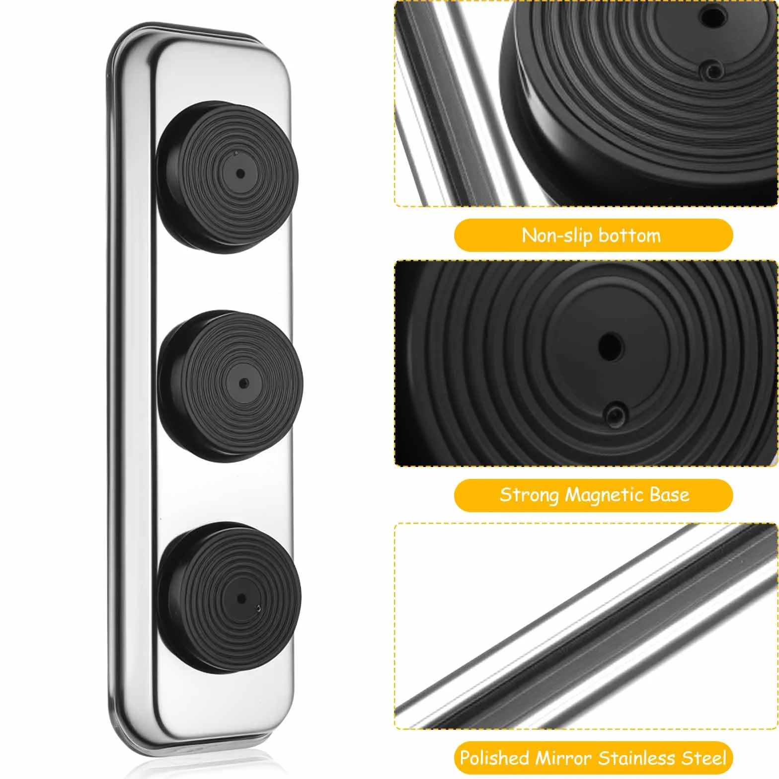 3 Pz Vassoio Magnetico in Acciaio Inossidabile, Vassoi Magnetici in Acciaio Inox, Vaschetta Magnetico per Dadi e Bulloni Utensili in Metallo Strumento (22,6 x 6,5 cm)