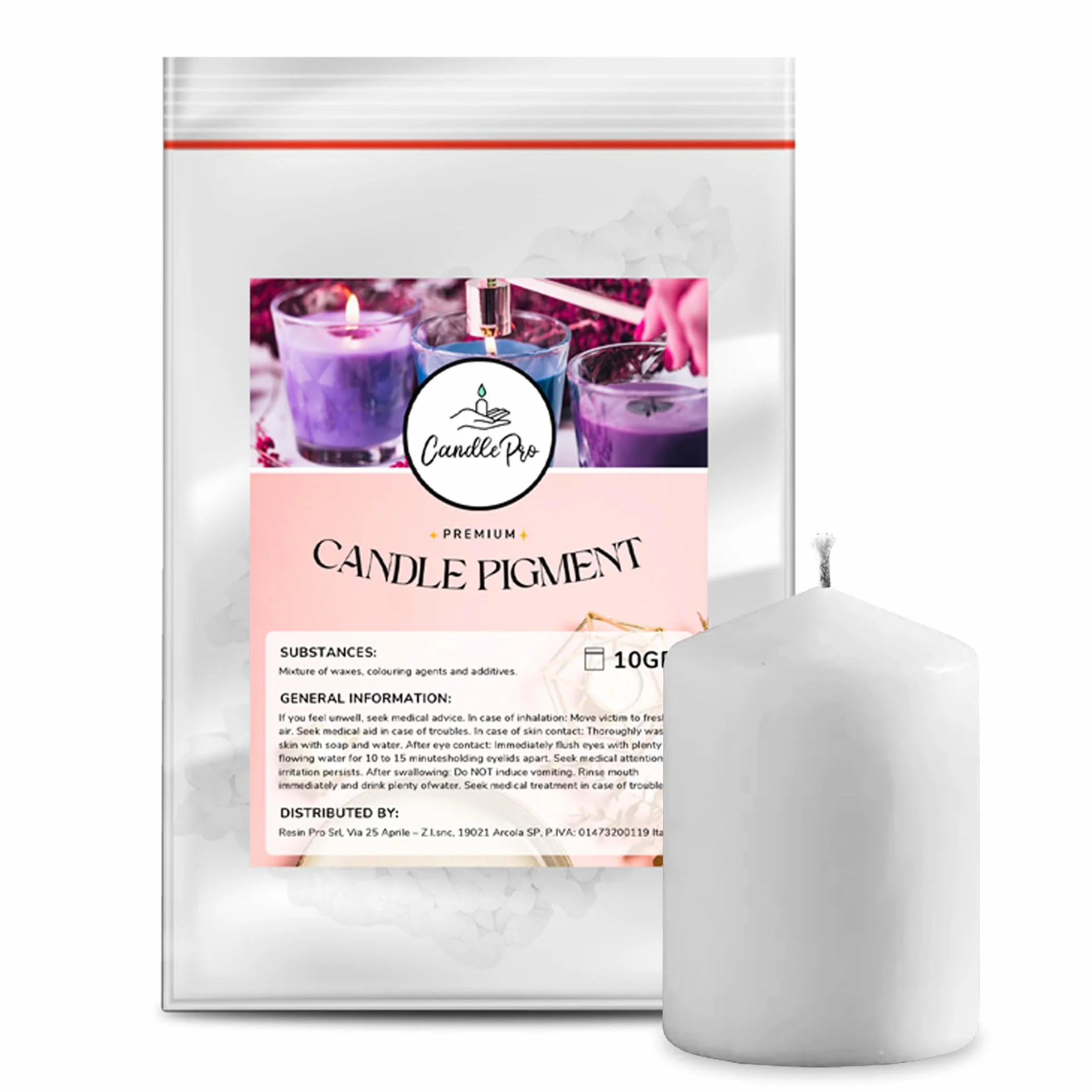 Resin Pro Coloranti per Candele, Cere e Paraffine, Colorante per Candele Fai da Te ColorCandle di CandlePro, Un arcobaleno di colori per la tua Candela Fai da Te! (Bianco)