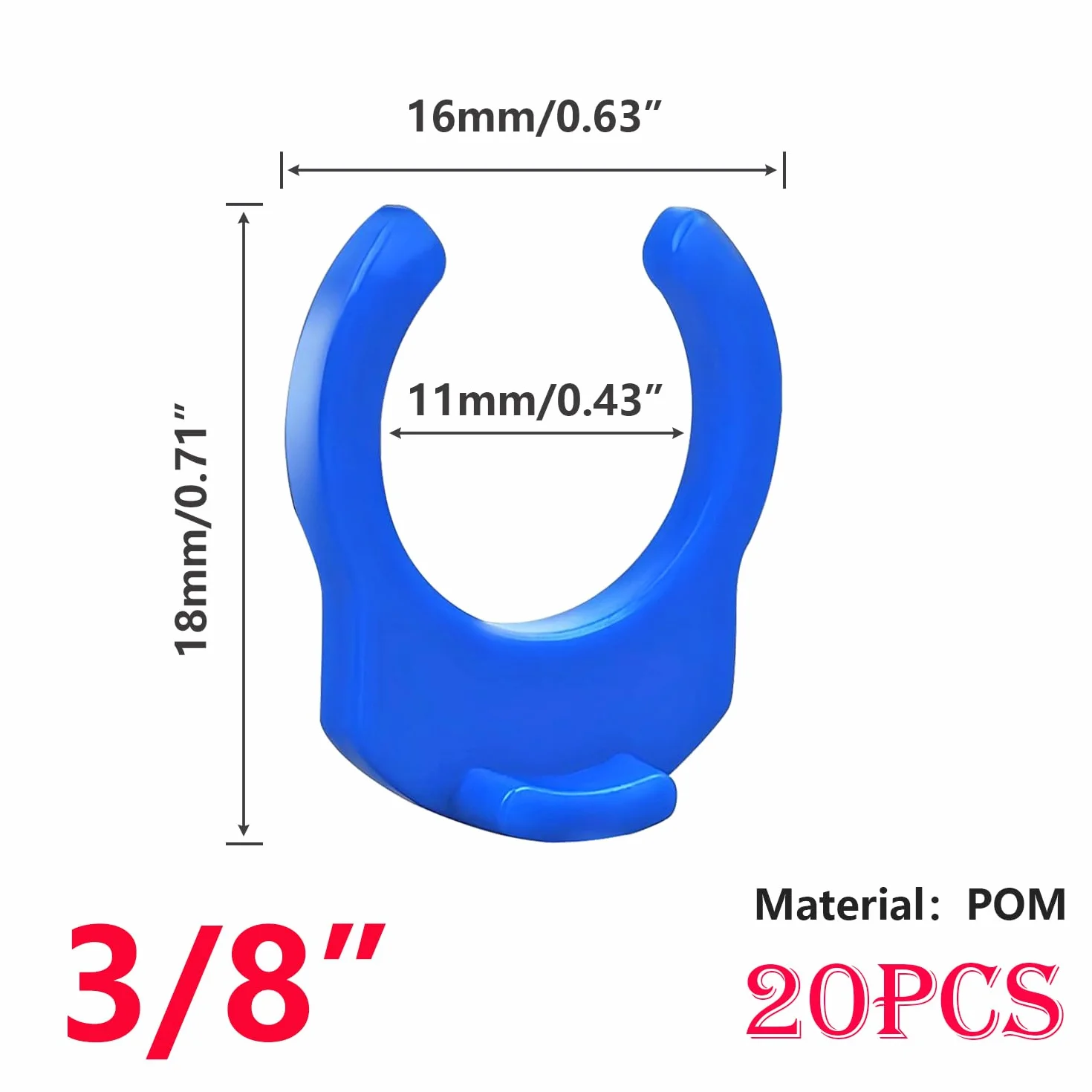 Qrity 20 Pezzi 3/8 "Blu Clip di Bloccaggio, Clip di Bloccaggio in Plastica, Clip di Bloccaggio di Sicurezza per Sistema di Filtraggio Dell'acqua RO