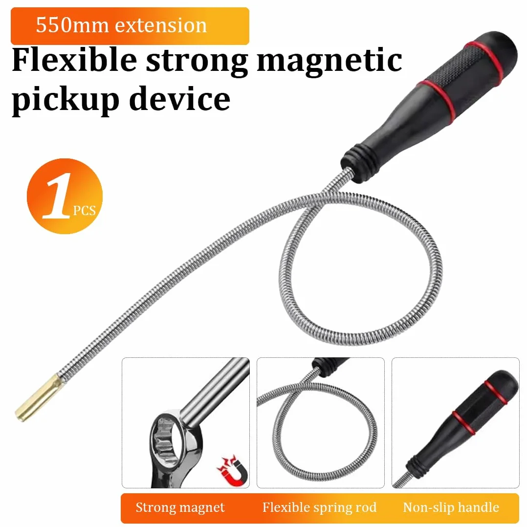 Calamita Telescopica Sollevatore, Calamita Flessibile con Maniglia Antiscivolo, Calamita Telescopica Flessibile Potente, per Raccolta di Piccole Pezzi, Bulloni, Oggetti Metallici(55cm)