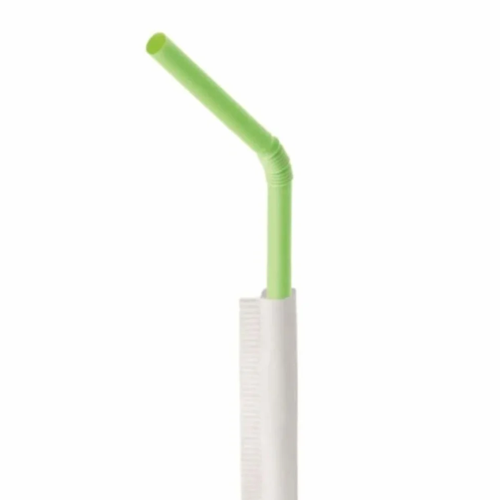 400 Cannucce Pieghevoli Verdi monouso robuste incartate singolarmente 24 cm per bevande fredde e cocktail