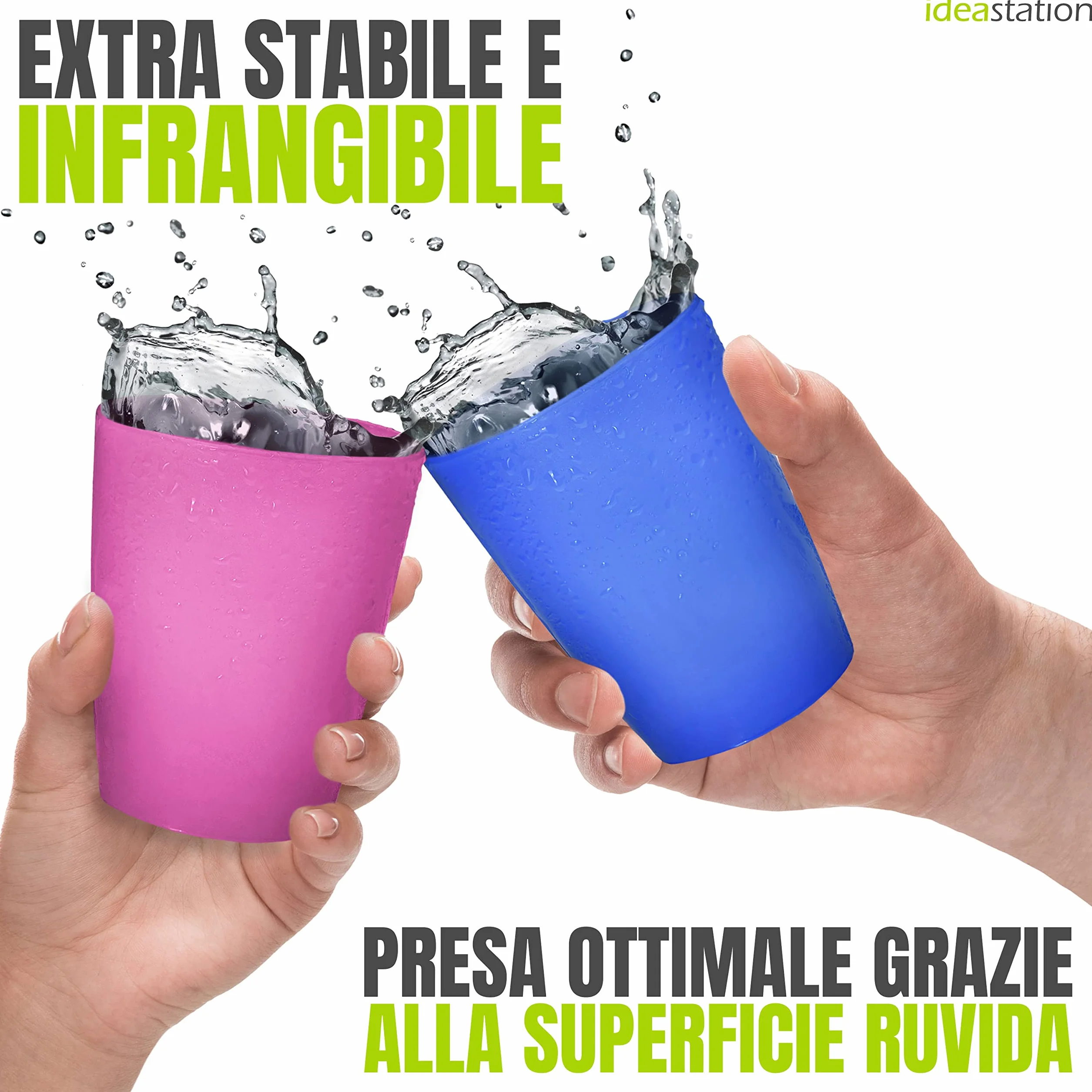 Neo Bicchieri Plastica rigida lavabili 12 x 250 ml Set Bicchieri Acqua riutilizzabile