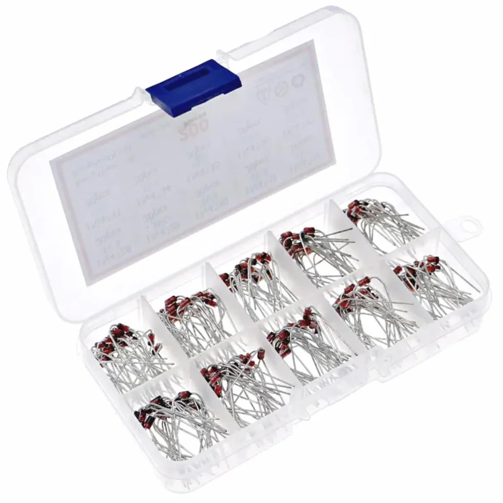 DollaTek 200PCS 10Value Kit diodo Zener 1W 1N4728-1N4737 con Scatola di plastica