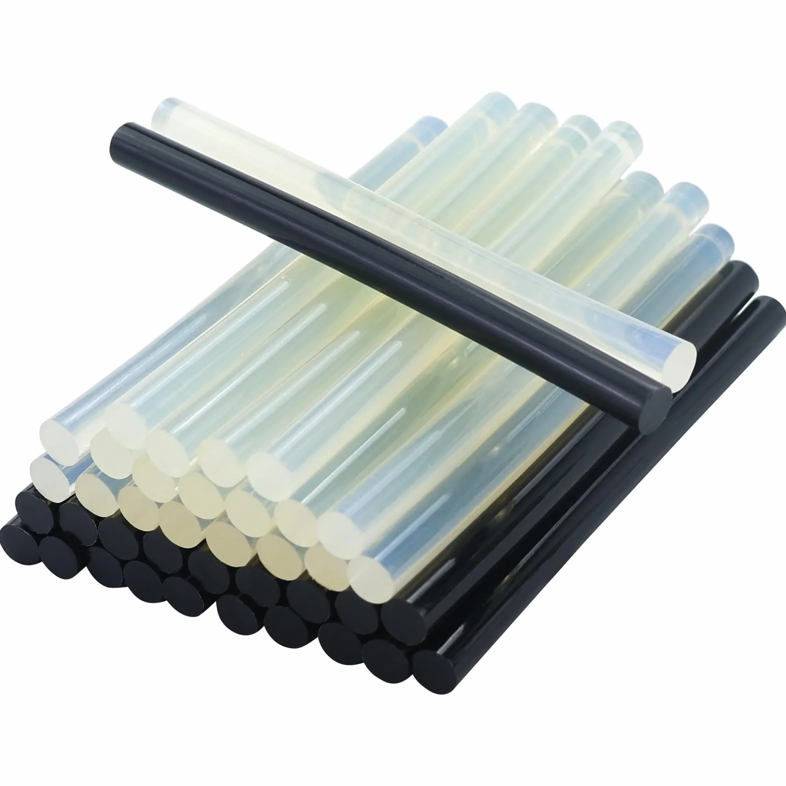 40 Pezzi Colla a Caldo 7 x 100 mm, Stick Colla a Caldo per Pistola, Ricariche Colla a Caldo Trasparenti & Nero, Ad Asciugatura Rapida, Bastoncini di Colla a Caldo per Fai da Te, Riparazione