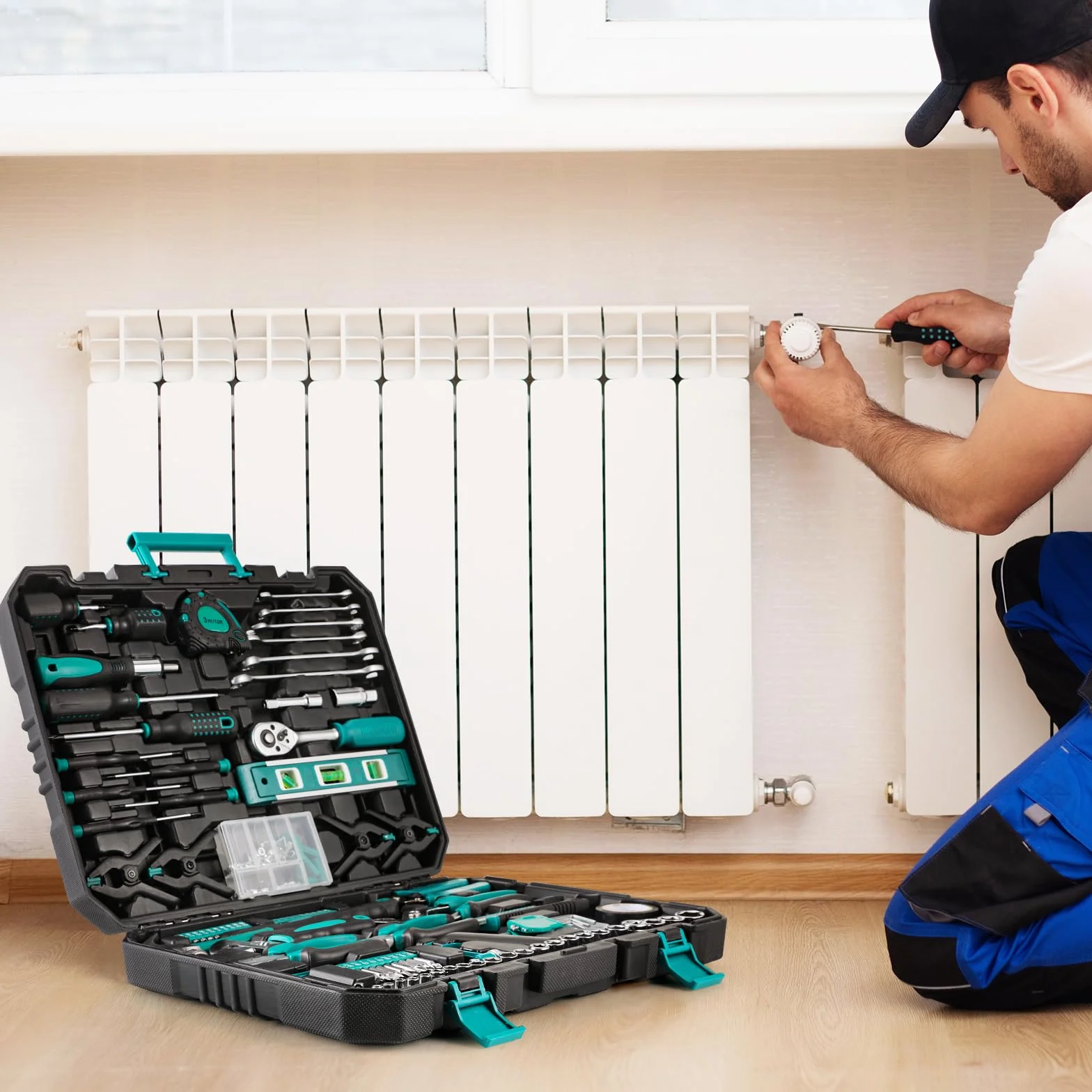 TLGREEN Cassetta Set di Attrezzi Manuali 198 Pezzi, Cacciaviti con Chiave a Cricchetto