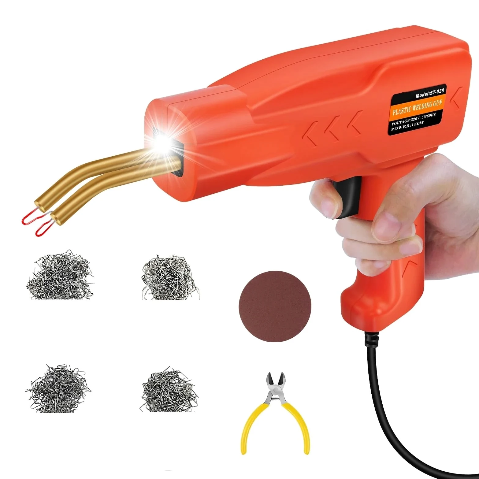 Saldatore Pistola Riparazione Macchina Kit di riparazione paraurti auto con saldatrice per plastica da 150 W, acchina di saldatura con punti metallici caldi da 800 pezzi