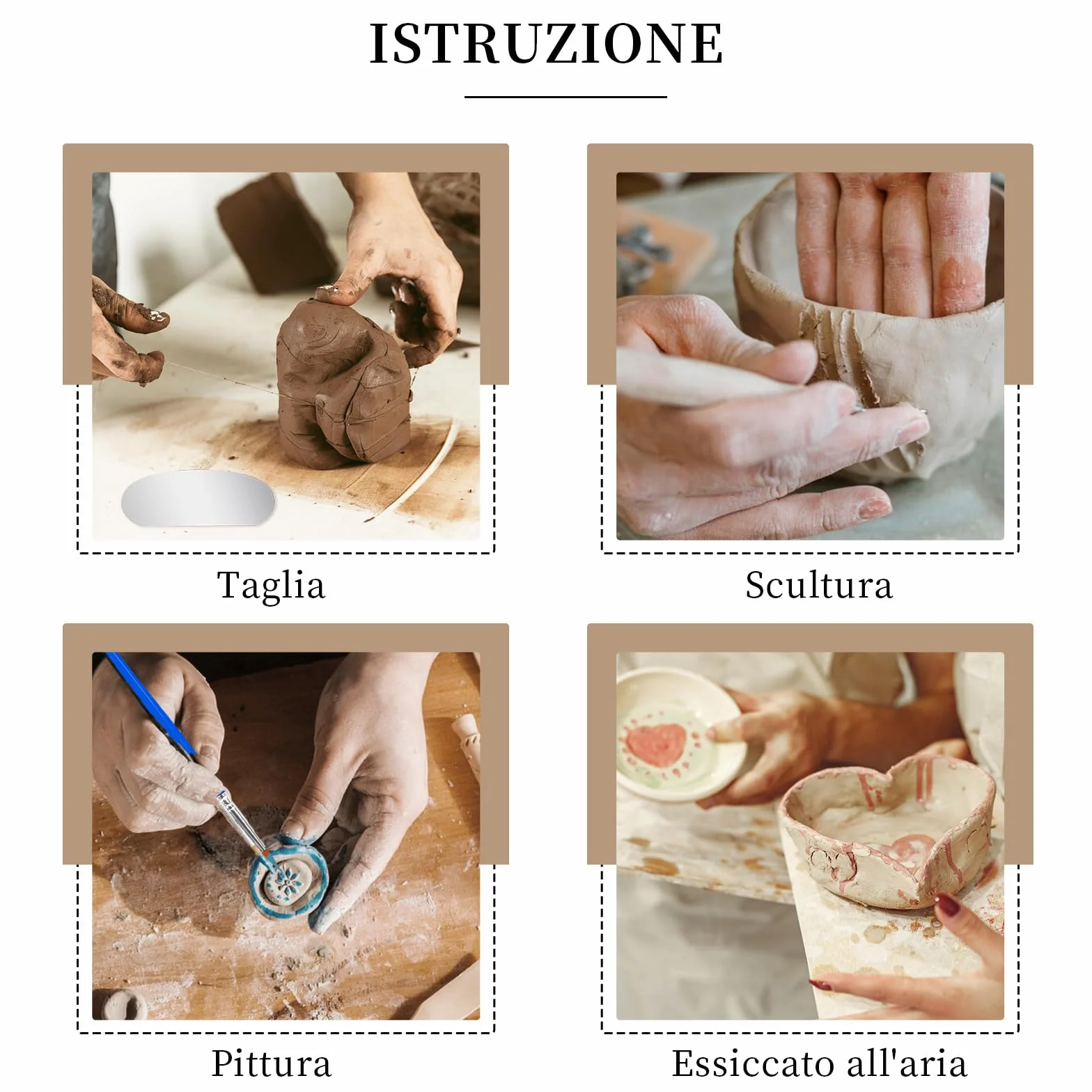 Herenear Kit Ceramica Fai da Te per Principianti, Set Argilla Senza Cottura, Set per Argilla Essiccata all'Aria (Kit Ceramica)
