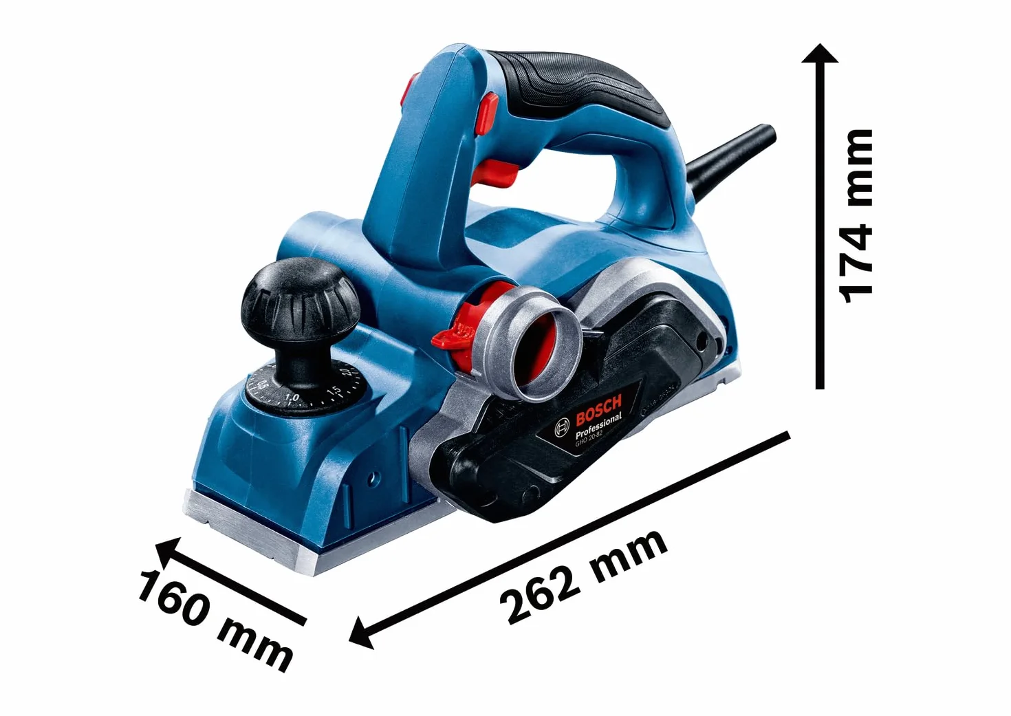 Bosch Professional Pialletto portatile GHO 20-82 (700 W di potenza, uso con mano destra e sinistra, incl. chiave di montaggio, guida parallela, sacchetto raccoglipolvere)