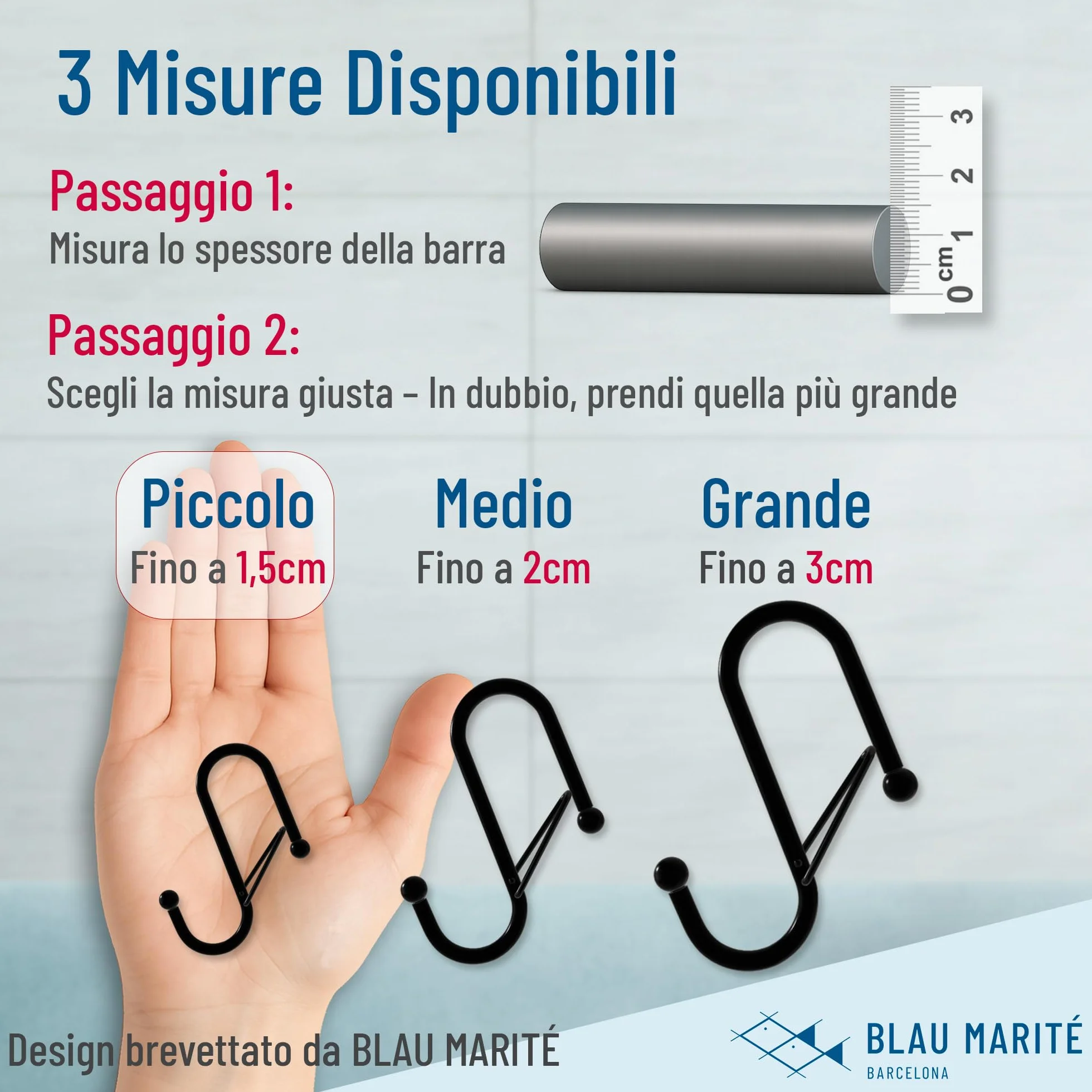Ganci a S in Metallo con Sistema Anticaduta per Armadio, Argento, 1,5 cm