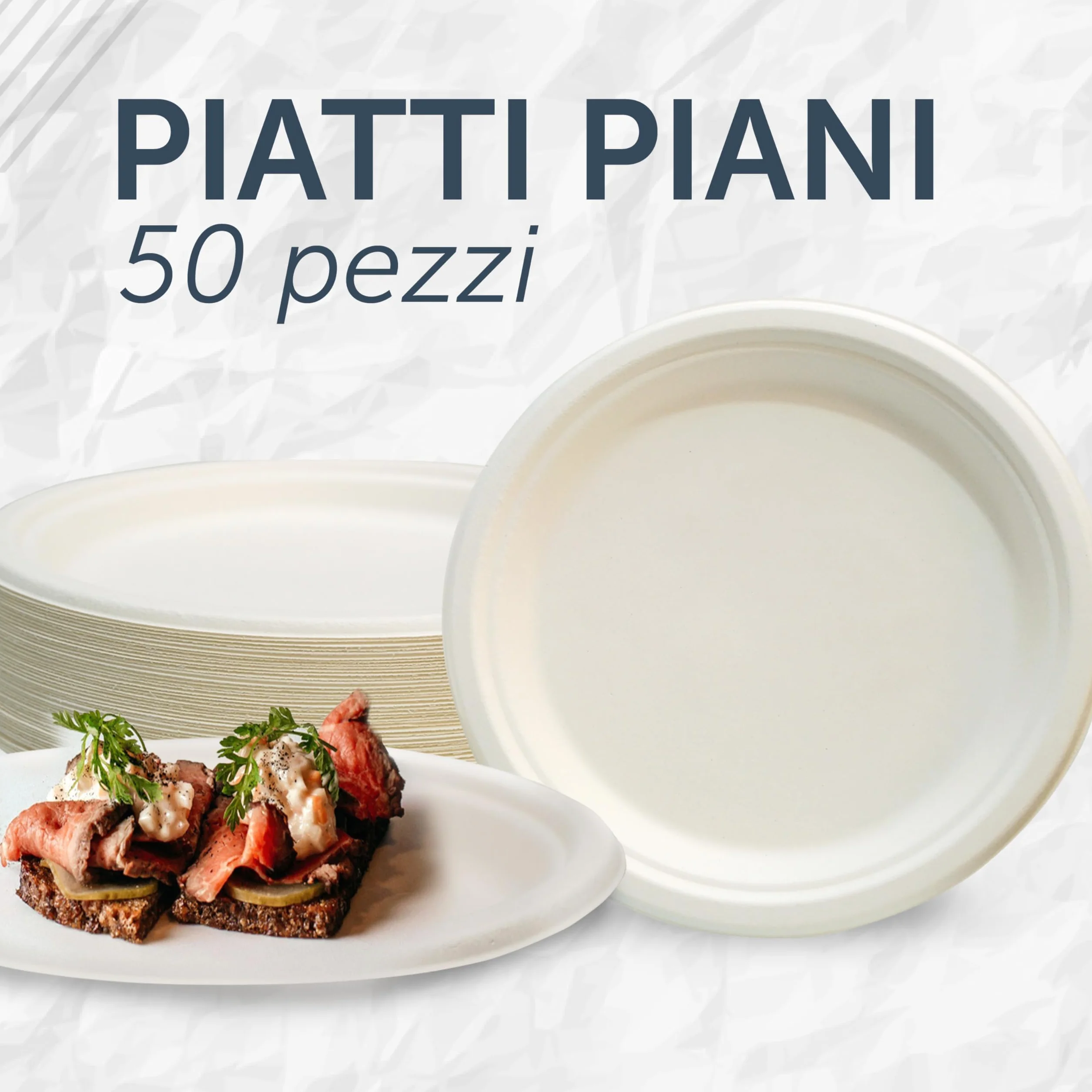 DETERMONDO Set di 150 Piatti Piani 23 cm in Carta Biodegradabile Compostabile per Feste e Catering