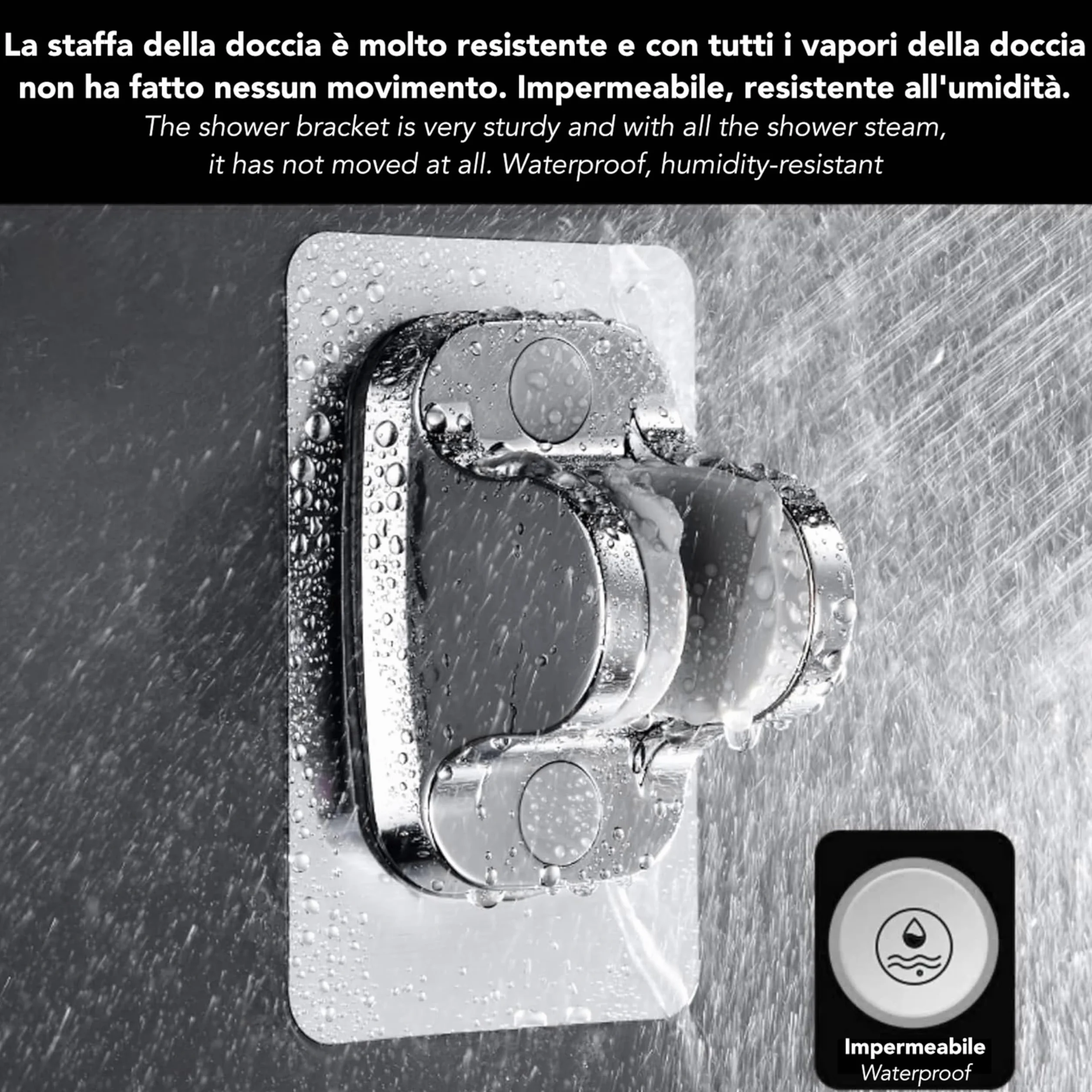 IPEA Supporto per Doccia Adesivo Universale Cromato Regolabile Impermeabile per Bagno