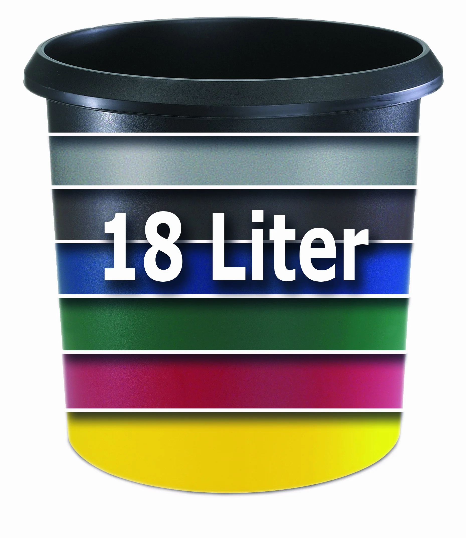 PASSATOIA Allrounder cestino rotondo Bidone delle immondizie con manico, plastica resistente, 18 L 18 l nero