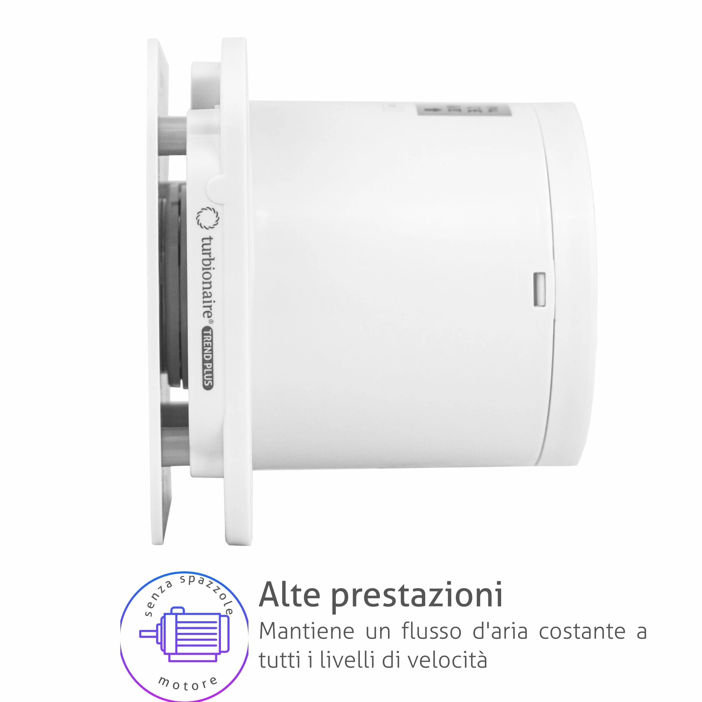 Turbionaire Trend Plus 100 WM Aspiratore per Bagno 100mm 22dB 5.7W Telecomando Valvola di Non Ritorno Timer