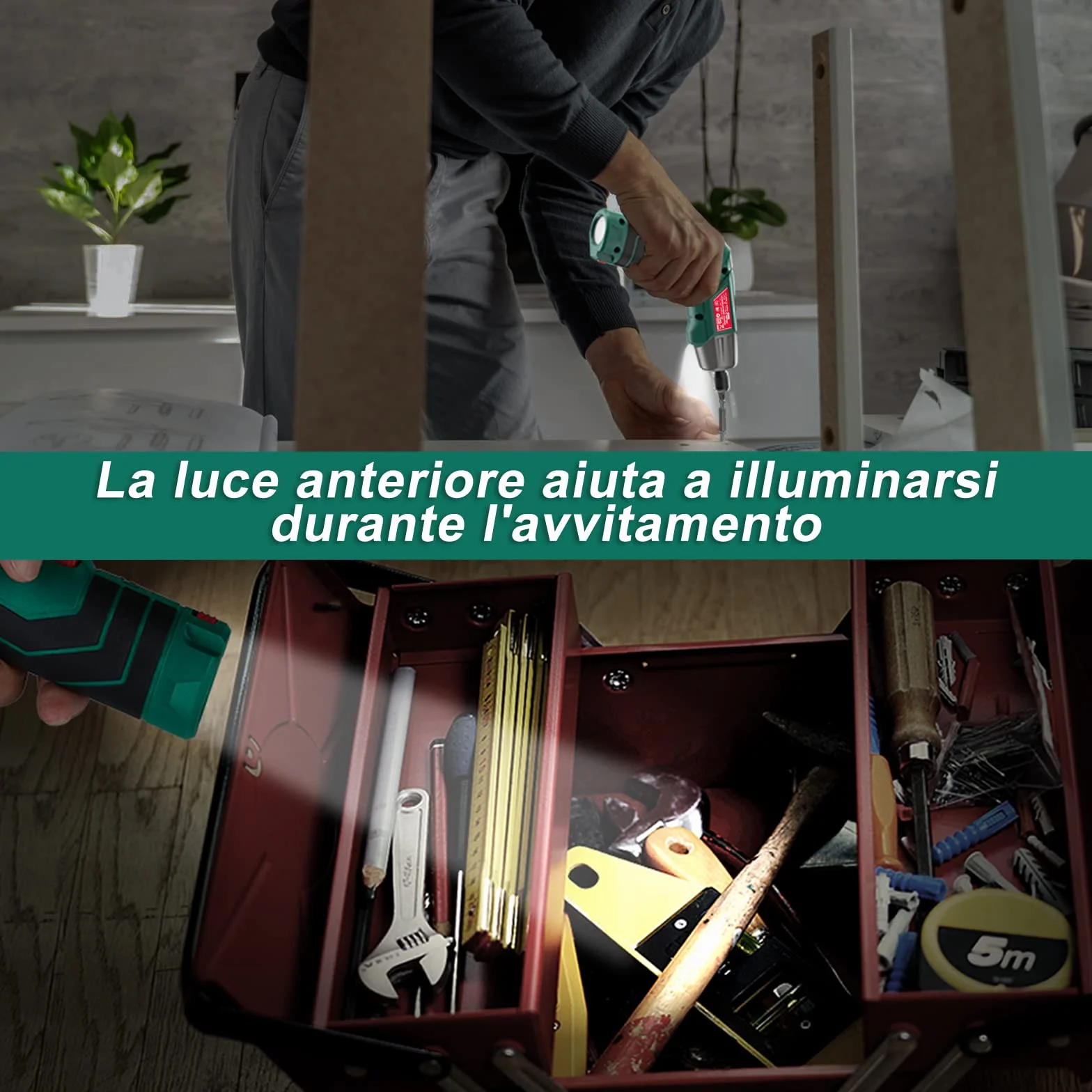 HYCHIKA Avvitatore a Batteria 6Nm, Cacciavite Elettrico 3.6 V 2.0 Ah, Avvitatore Elettrico, Luce a LE, Cavo di Ricarica USB, 35 Accessori, Custodia