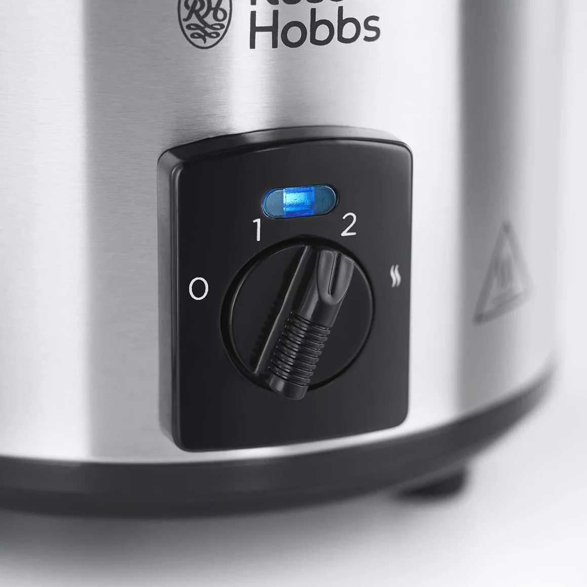 Russell Hobbs Pentola a cottura lenta compatta, 2L, Pentola rimovibile in ceramica, 3 temperature, 145 W, Acciaio Inox, Compact Home Slow Cooker 25570-56