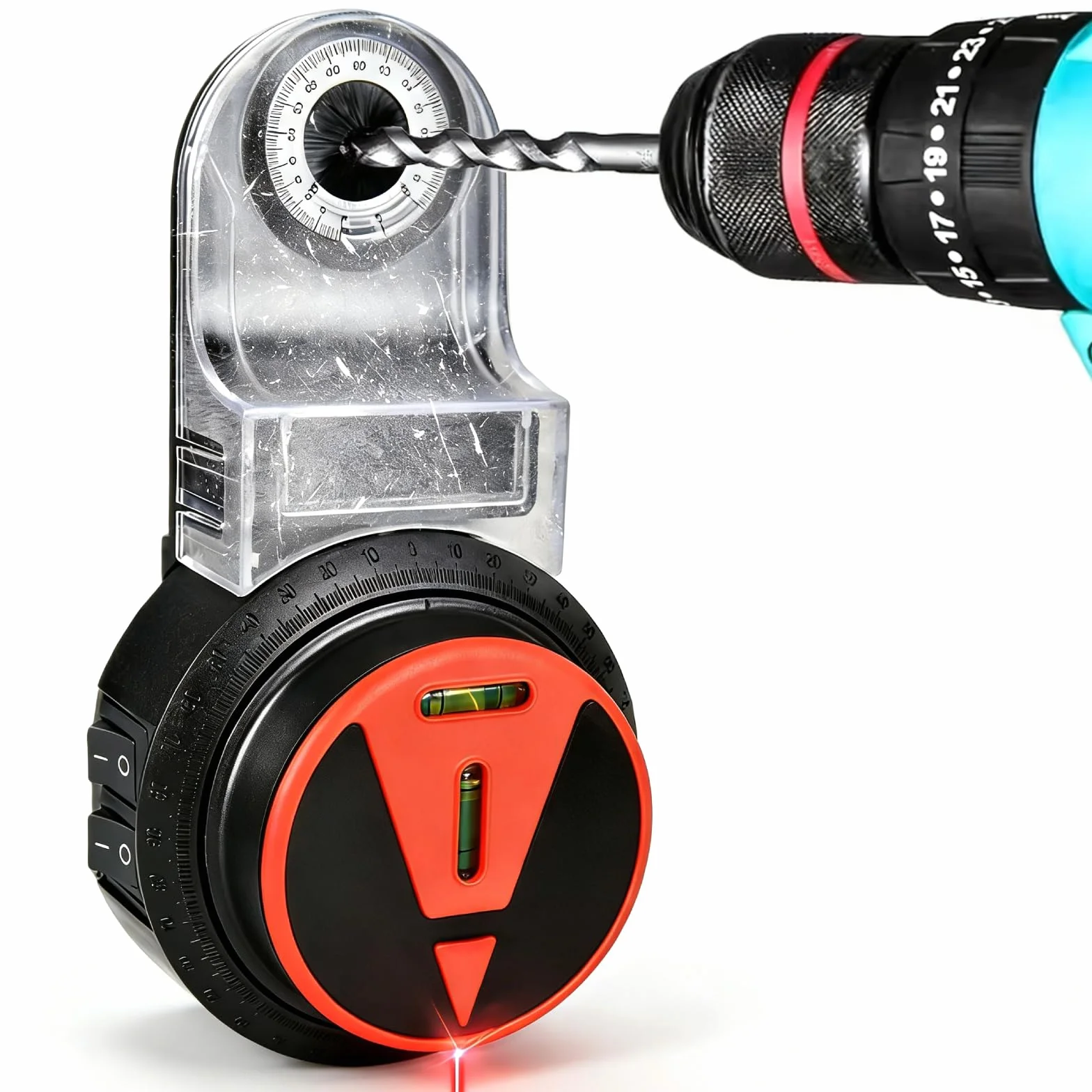 Aspiratore Polvere Trapano, Raccogli Polvere per Trapano, Aspirapolvere con Livello Laser per Trapano a Mano, Trapano a Percussione, Trapano al Litio