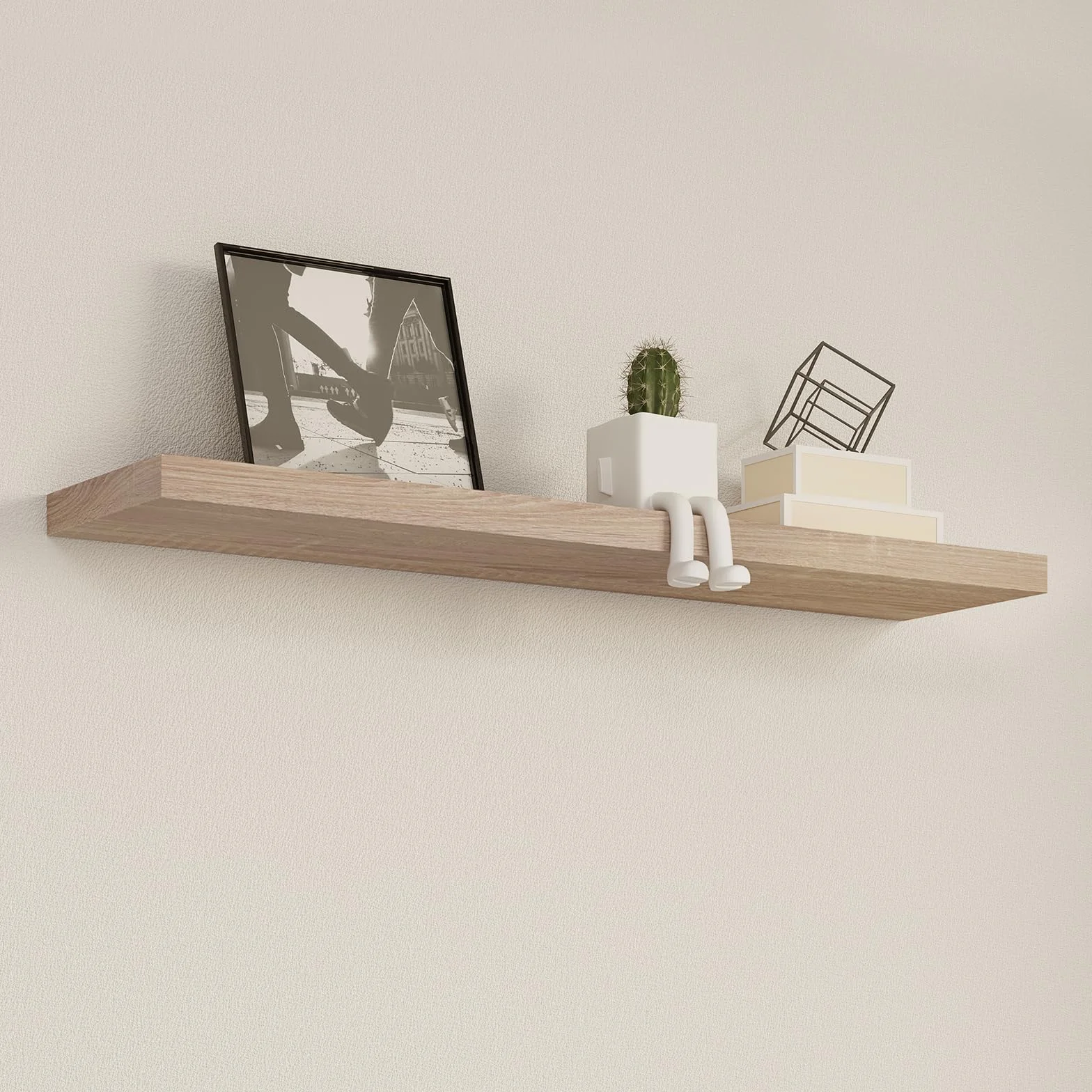 EUGAD Mensola a Muro, Scaffale a Parete in Legno MDF, 50cm, Rovere dorato, Mensola Multiuso a Scomparsa Decorazione per Soggiorno, Camera da Letto, Salotto