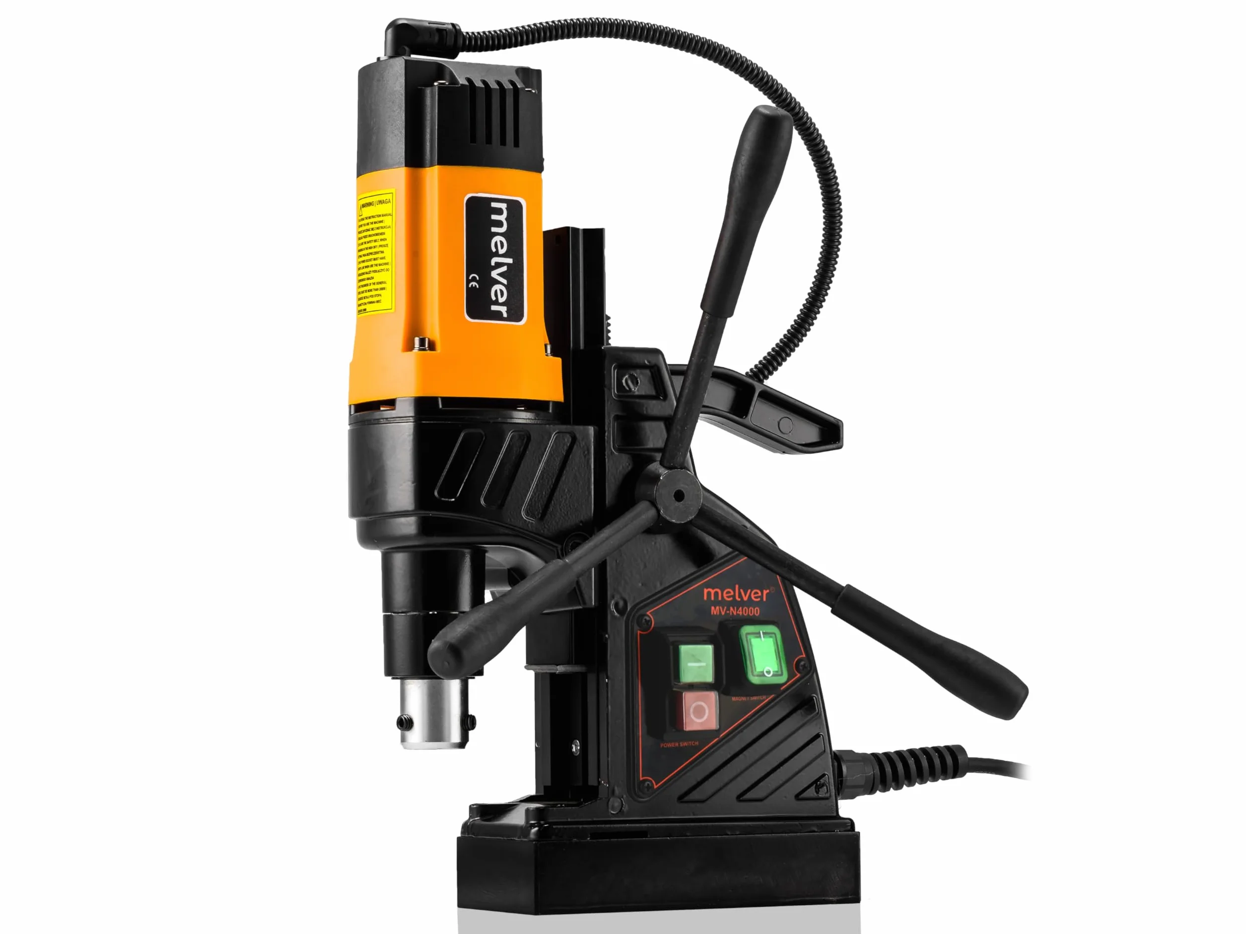 Trapano magnetico a nucleo, leggero, industriale, con Weldon e Borcope, mandrino Fi-40 mm/1480 W/10 kg/690 giri/min