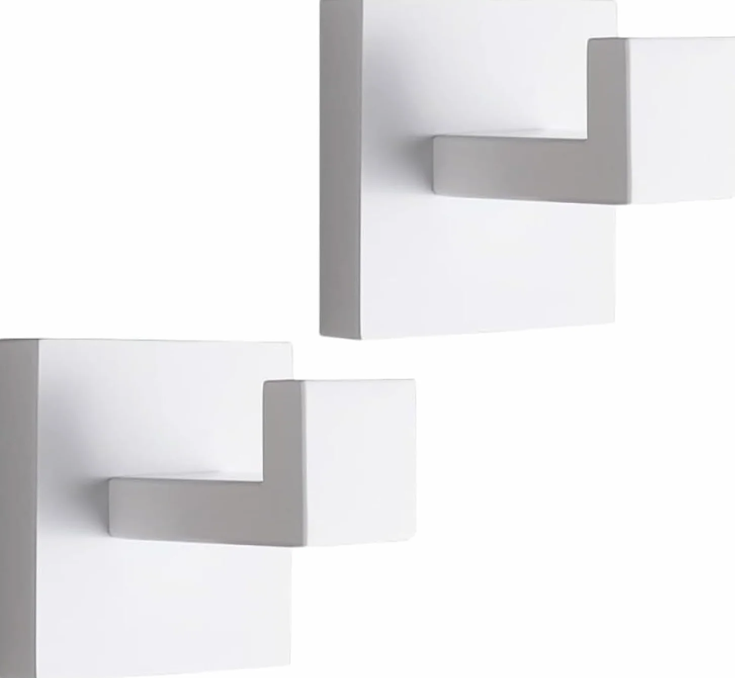 YUET 2 Pezzi Ganci Parete Quadrato Accappatoio Portasciugamani in Acciaio Inox Gancio Appendiabiti Asciugamani Parete Cucina Bagno Garage Montaggio Appendere Cappotto (Bianco)