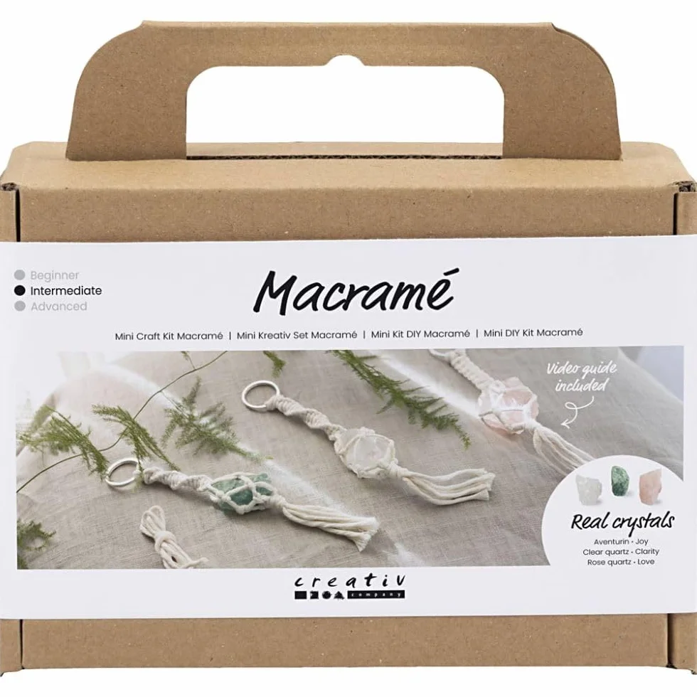Mini Craft Kit Macramé, dusty rose, matt transparent, light natural, dusty green, 1 pack
