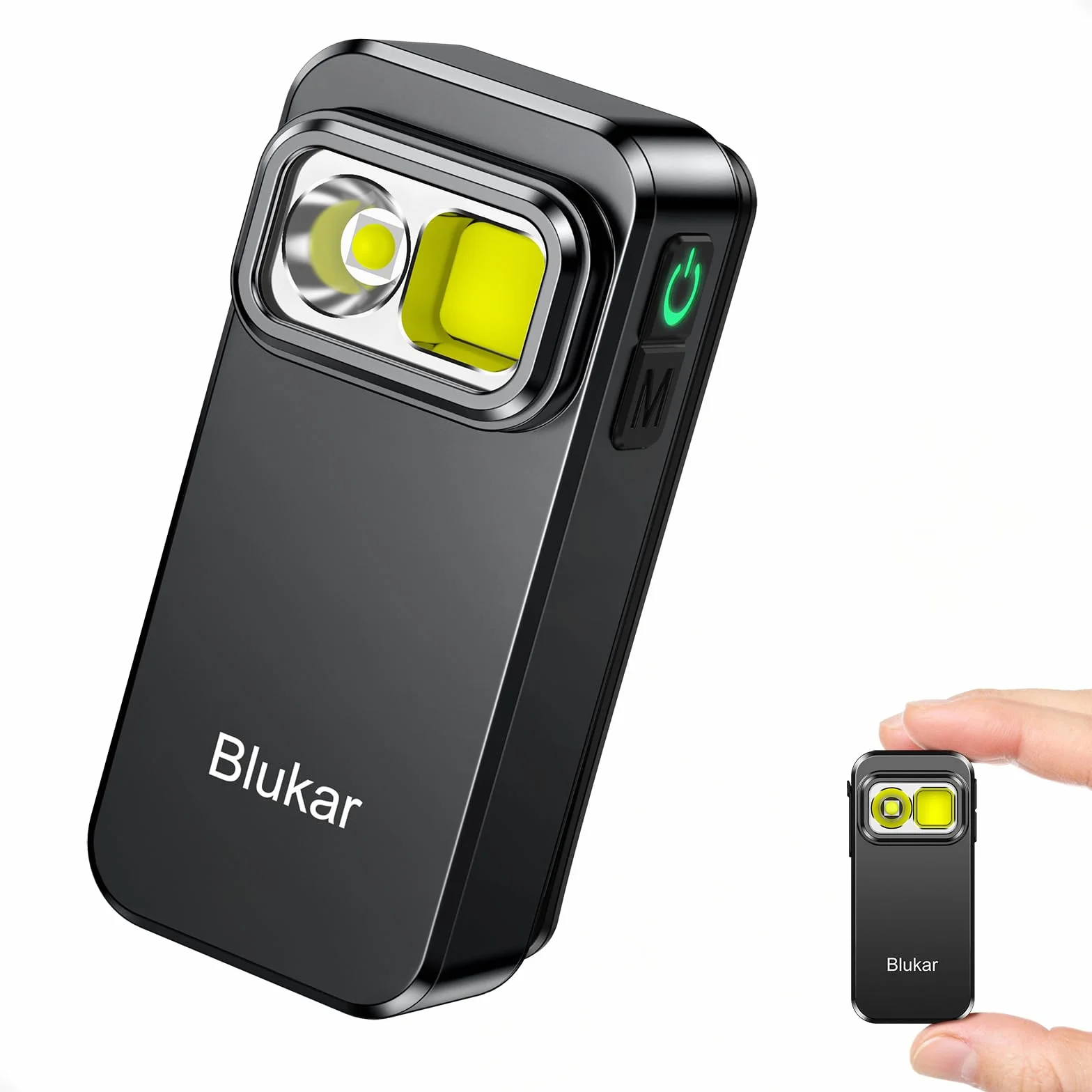 Blukar Torcia EDC con Clip, Super Luminoso Mini Torcia LED Ricaricabile Potente, 3 Fonti di Luce & 5 Modalità, Funzione di Memoria, Portatile Tascabile Flashlight per Campeggio/Emergenza/Trekking