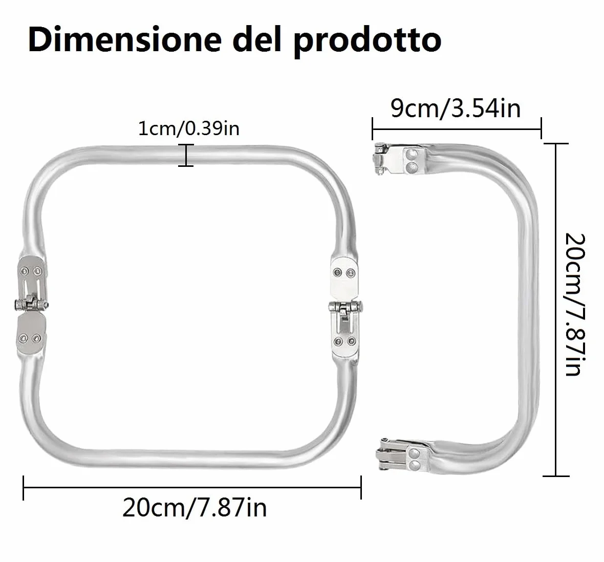 Voarge 2 Pezzi Chiusura per Borsa Uncinetto 20cm, Borsa a Forma di U Manico Interno Kit Accessori per Borse Uncinetto per Progetti Artigianali, Clutch Borse Uncinetto
