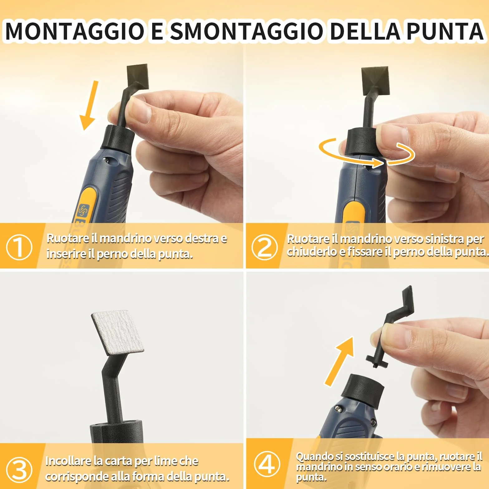 Levigatrice a Penna Senza Fili 5 Velocità Ricarica USB Luce LED Multiuso per Levigatura Lucidatura Finitura