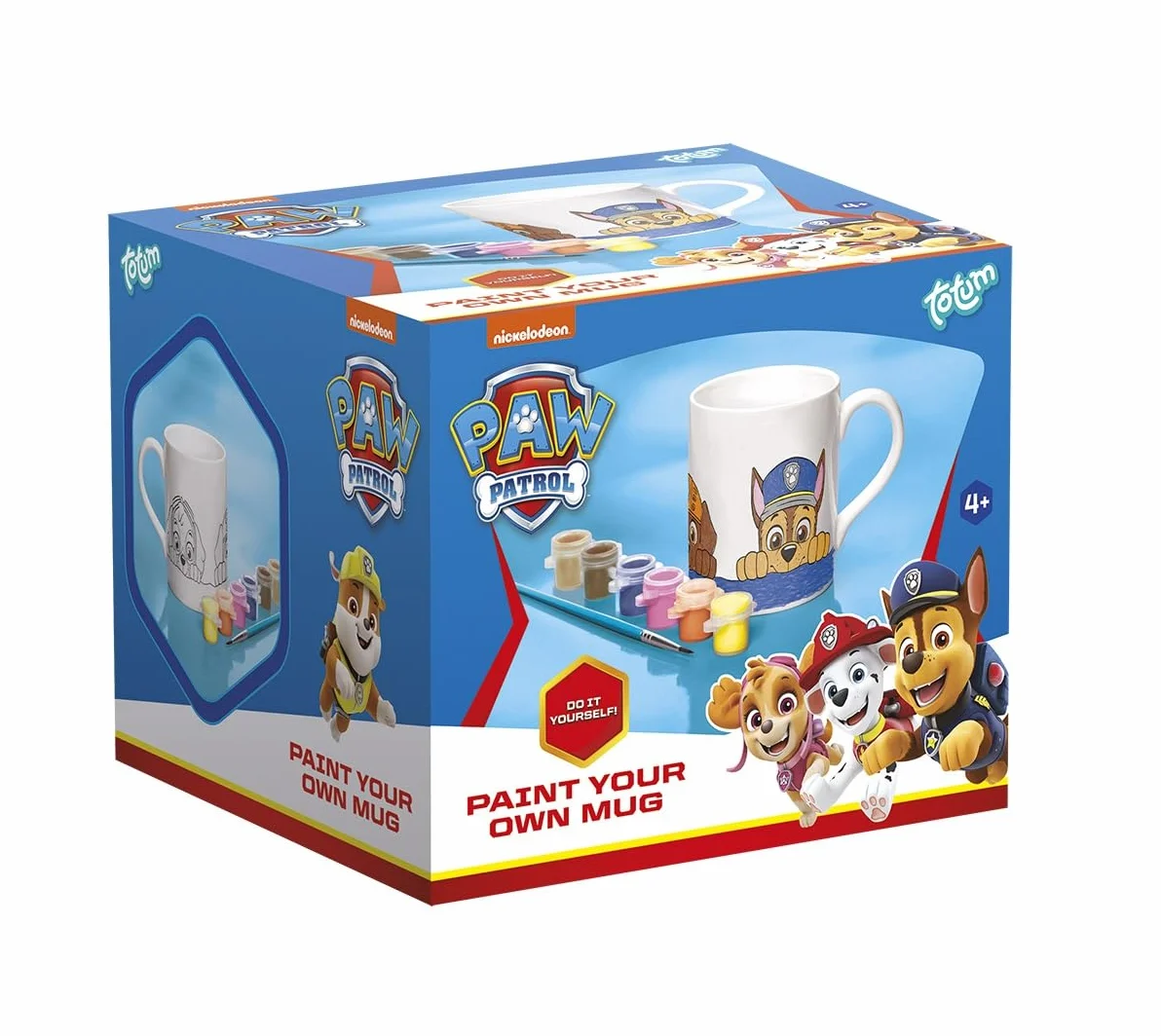 PAW PATROL Tazza da dipingere da colorare con motivi 6 colori pennelli