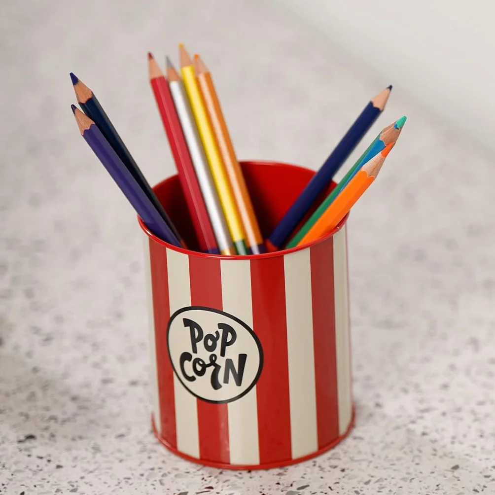 Balvi Portamatite Popcorn Rosso e Beige Metallo