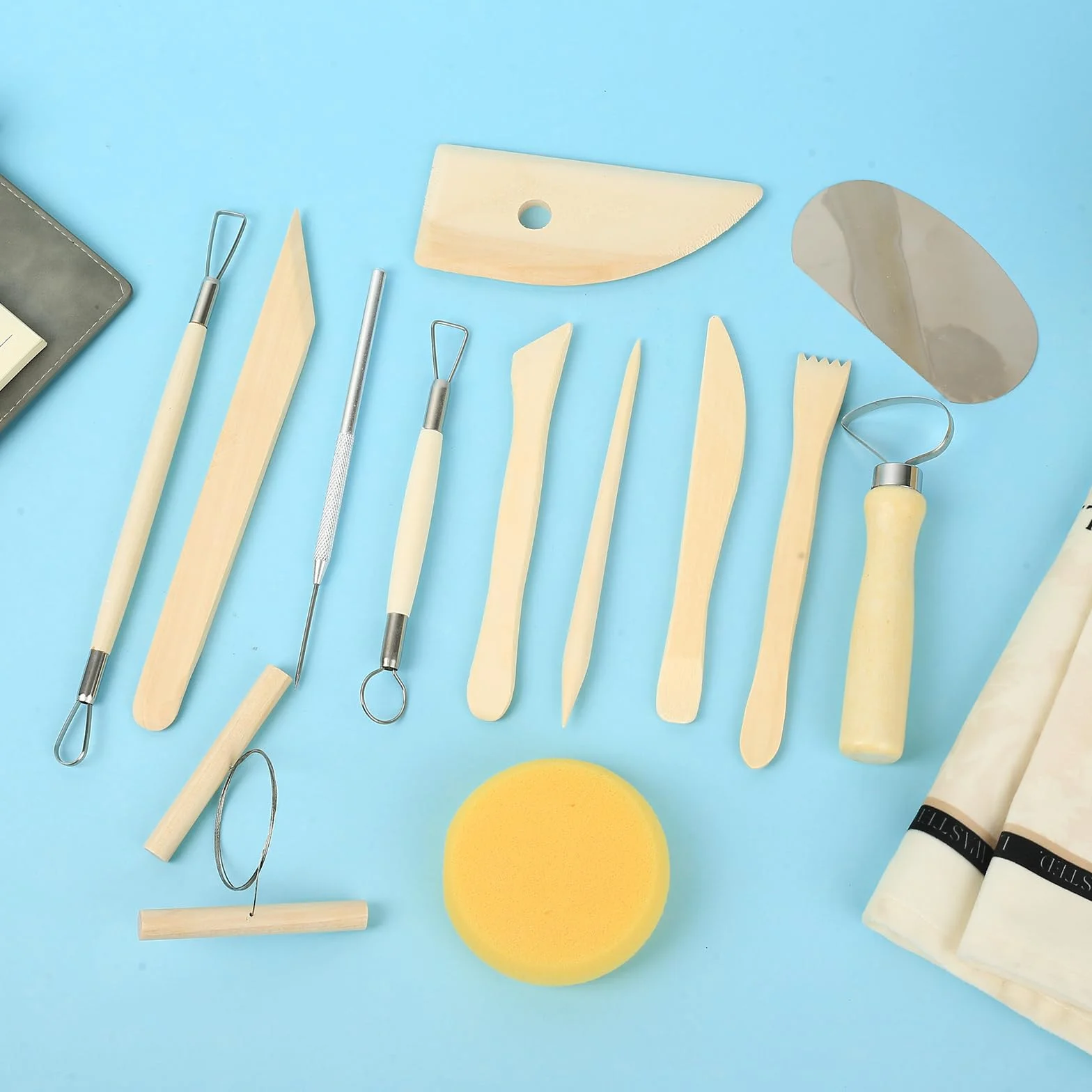 13 Kit Ceramica da Modellare, Strumenti Kit Argilla Attrezzi Scultura, Attrezzi Ceramica Set di Strumenti per Modellare Argilla Polimerica, Kit per Scultura, Kit per Intaglio Modellazione Fai Da Te