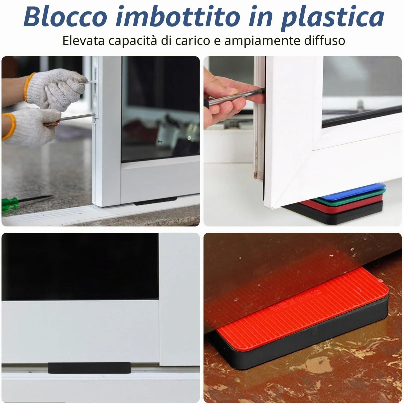 80 Pz Distanziatori in Plastica, Spessori in Plastica, Distanziatori Cunei per Piastrelle, Blocchi Distanziatori Piatti, Distanziatori per Piastrelle Vetri Finestre e Porta(4 Misure)