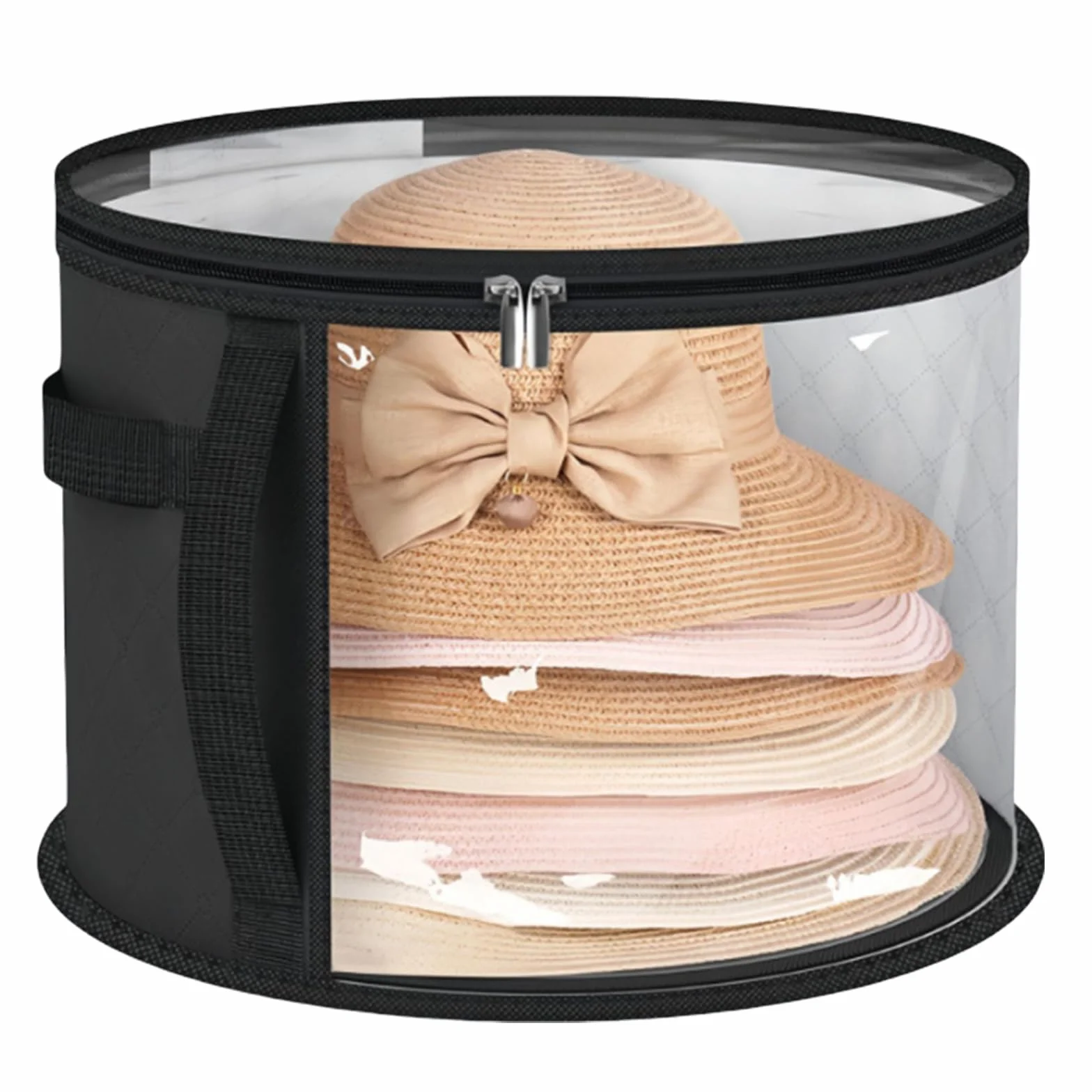 Scatola per cappelli rotonda con coperchio, borsa da viaggio leggera e traspirante
