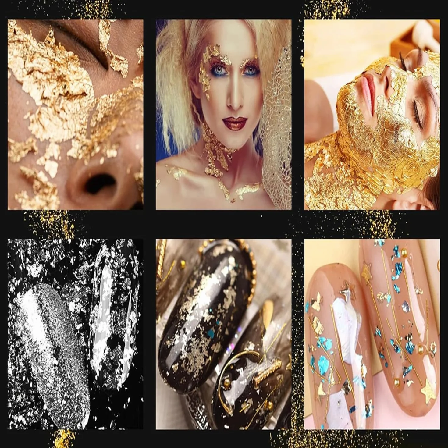 Schegge di foglia d'oro per cottura, decorazione torta, 3 bottiglie, foglia d'oro multifunzionale