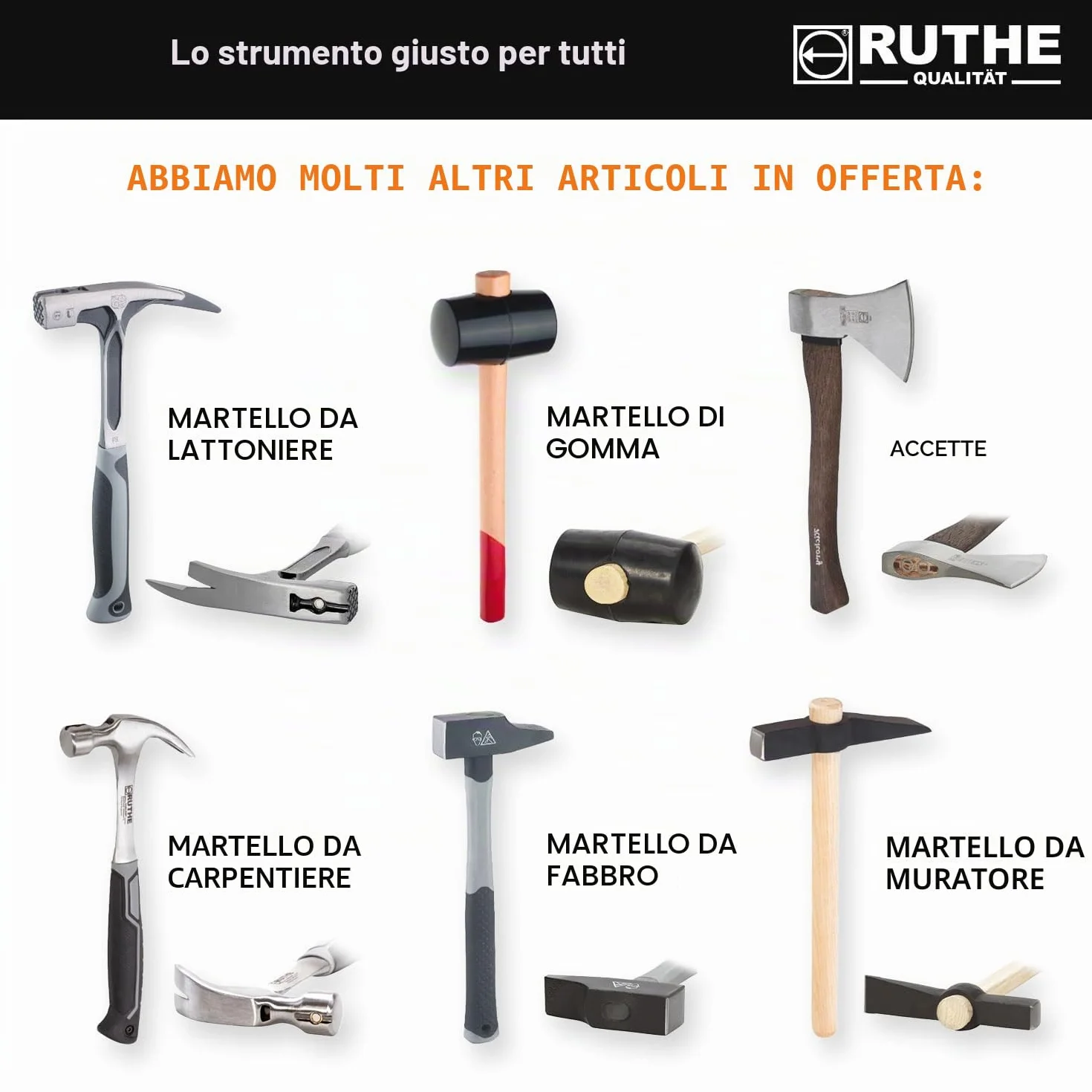 RUTHE Ascia spaccalegna 1.250g | Ascia da spacco in acciaio forgiato | Accetta professionale con manico in legno di hickory | Scure spaccalegna da 1.250 g