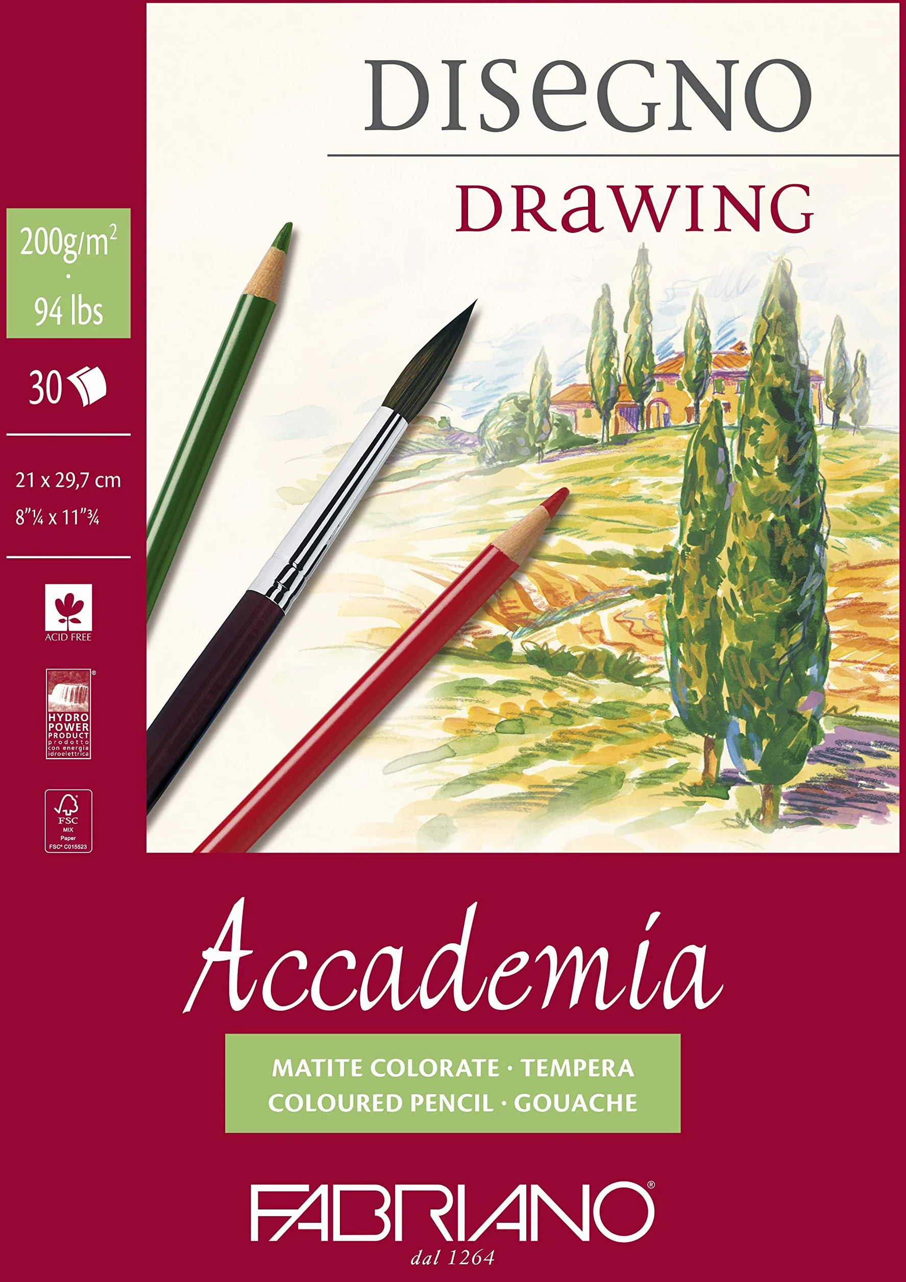 Fabriano Accademi Dess carta da disegno A4 21 x 29,7 cm bianco